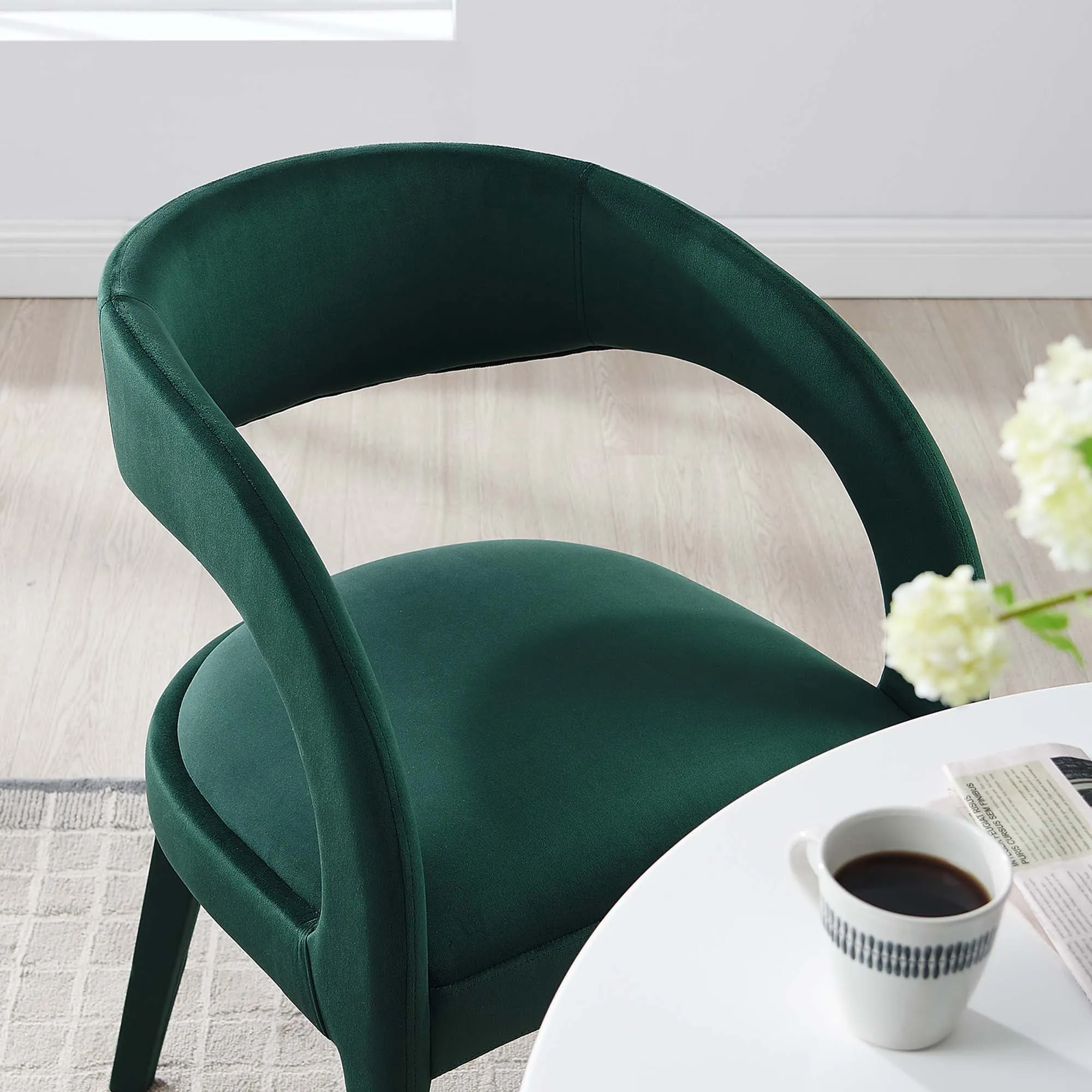Pinnacle Performance Velvet Dining Chair Set of Two by Modway