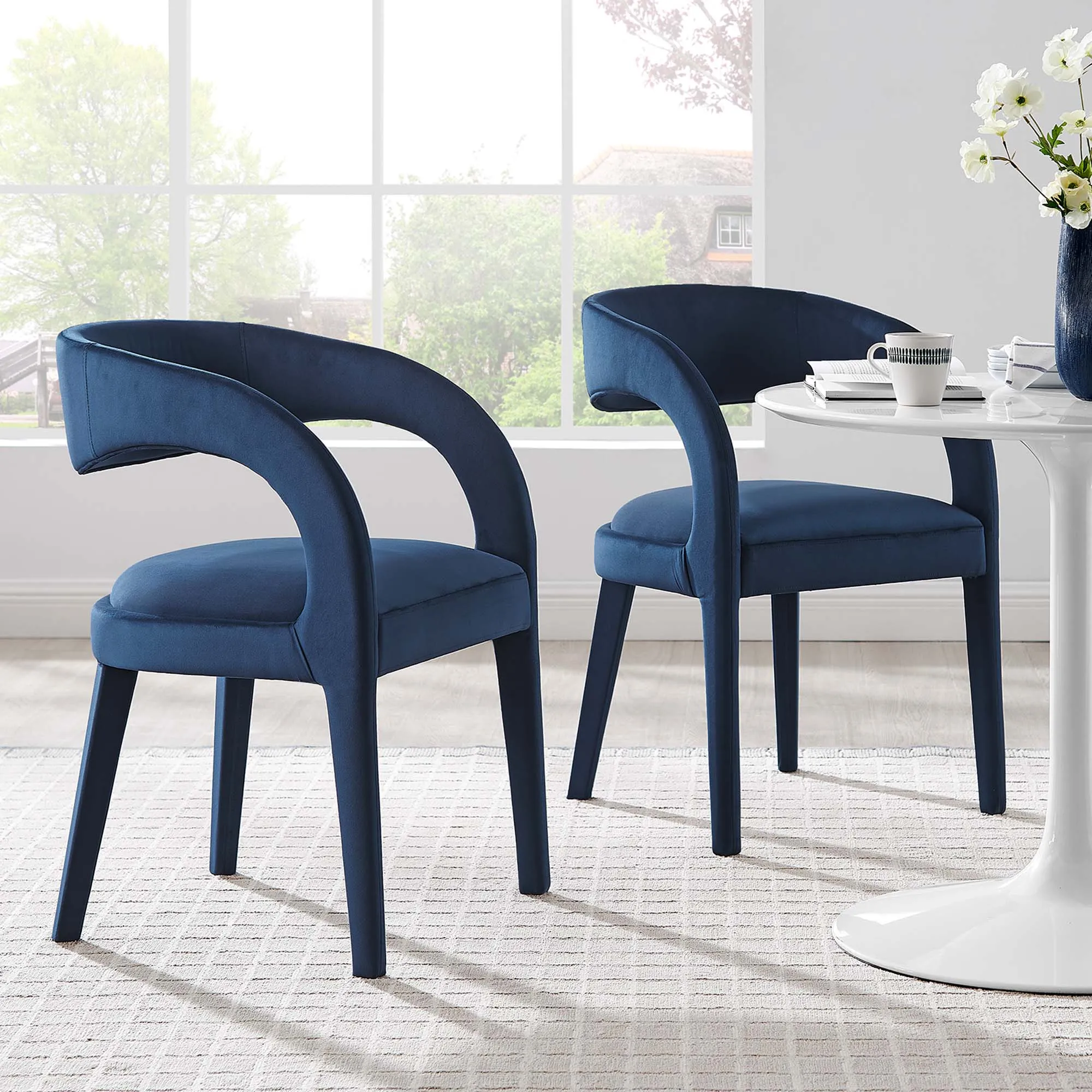 Pinnacle Performance Velvet Dining Chair Set of Two by Modway
