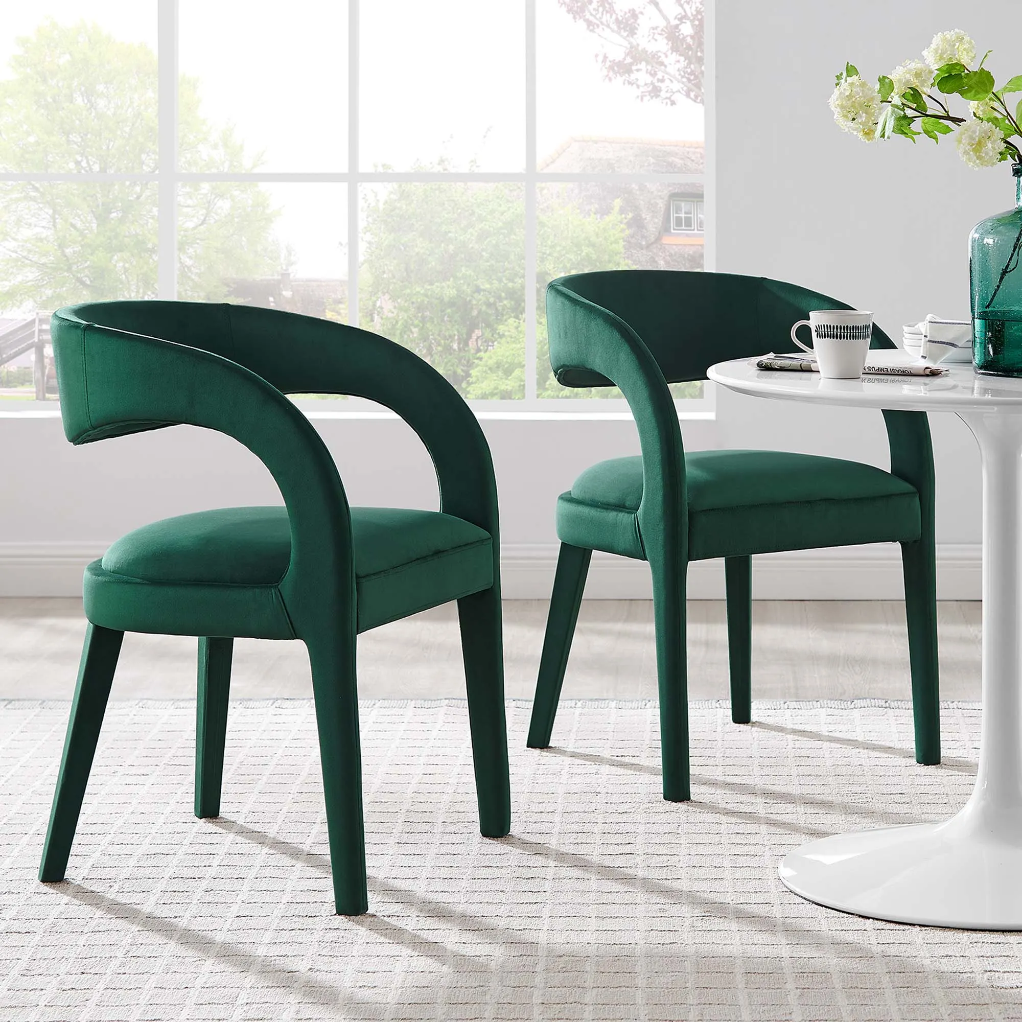 Pinnacle Performance Velvet Dining Chair Set of Two by Modway