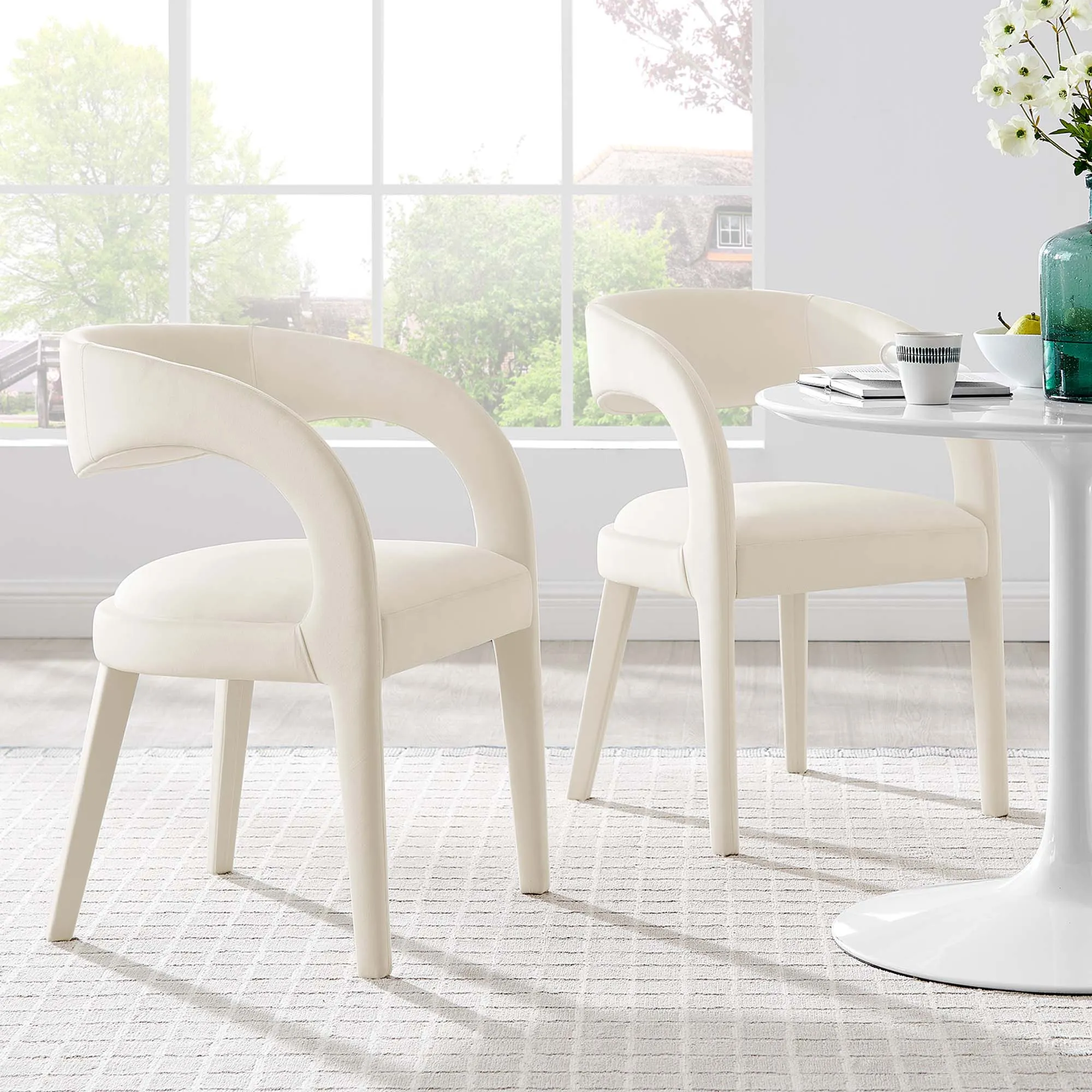 Pinnacle Performance Velvet Dining Chair Set of Two by Modway