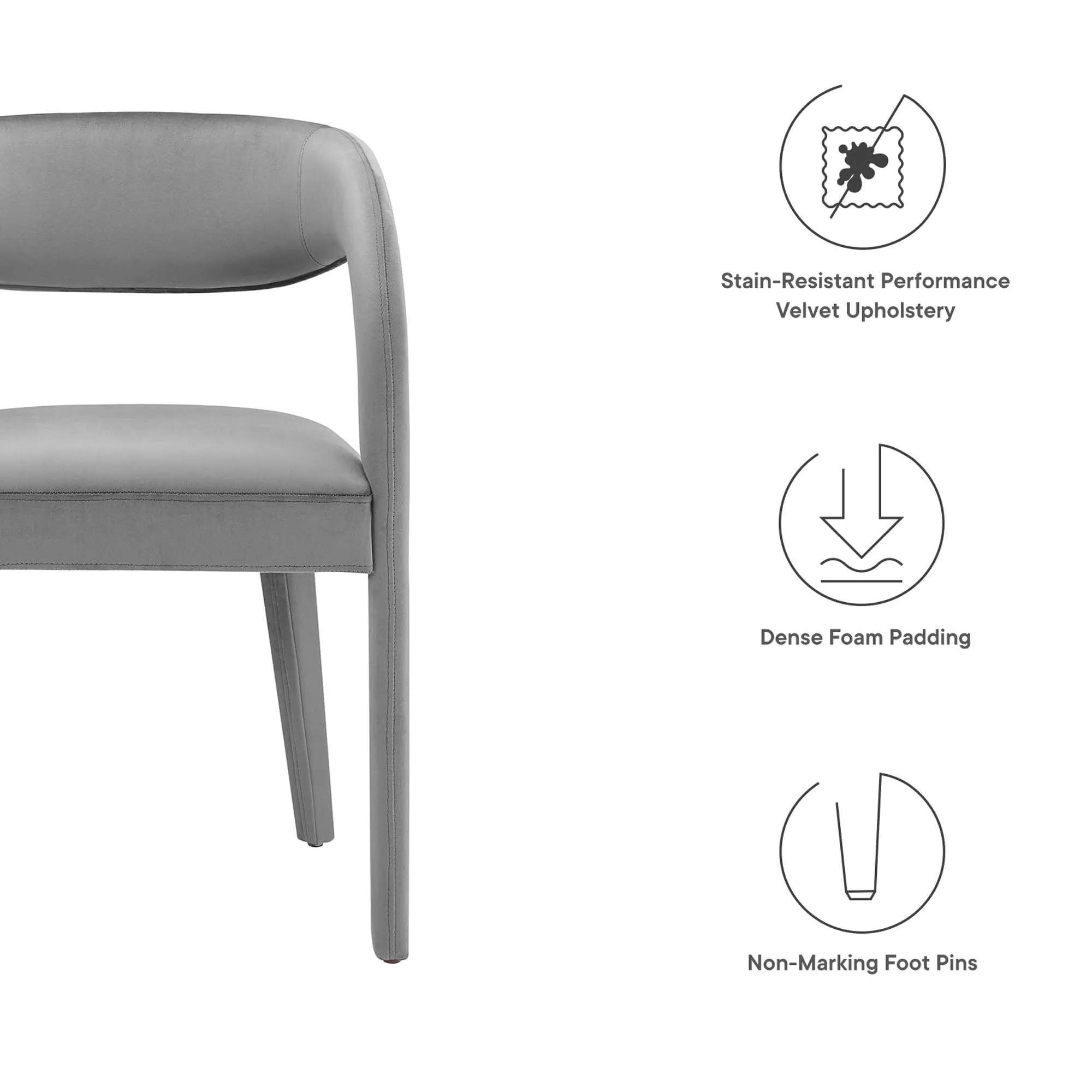 Pinnacle Performance Velvet Dining Chair Set of Two by Modway