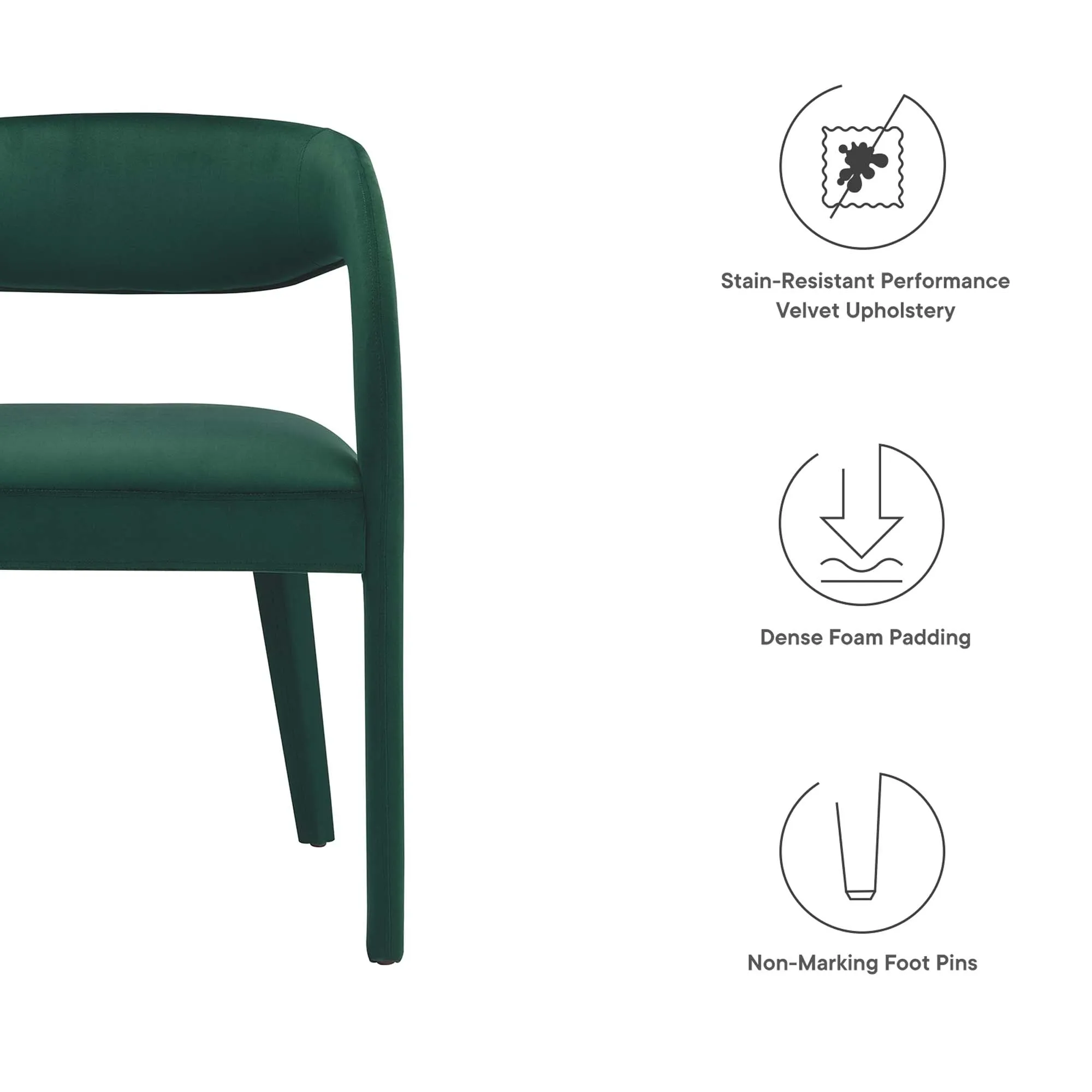 Pinnacle Performance Velvet Dining Chair Set of Two by Modway