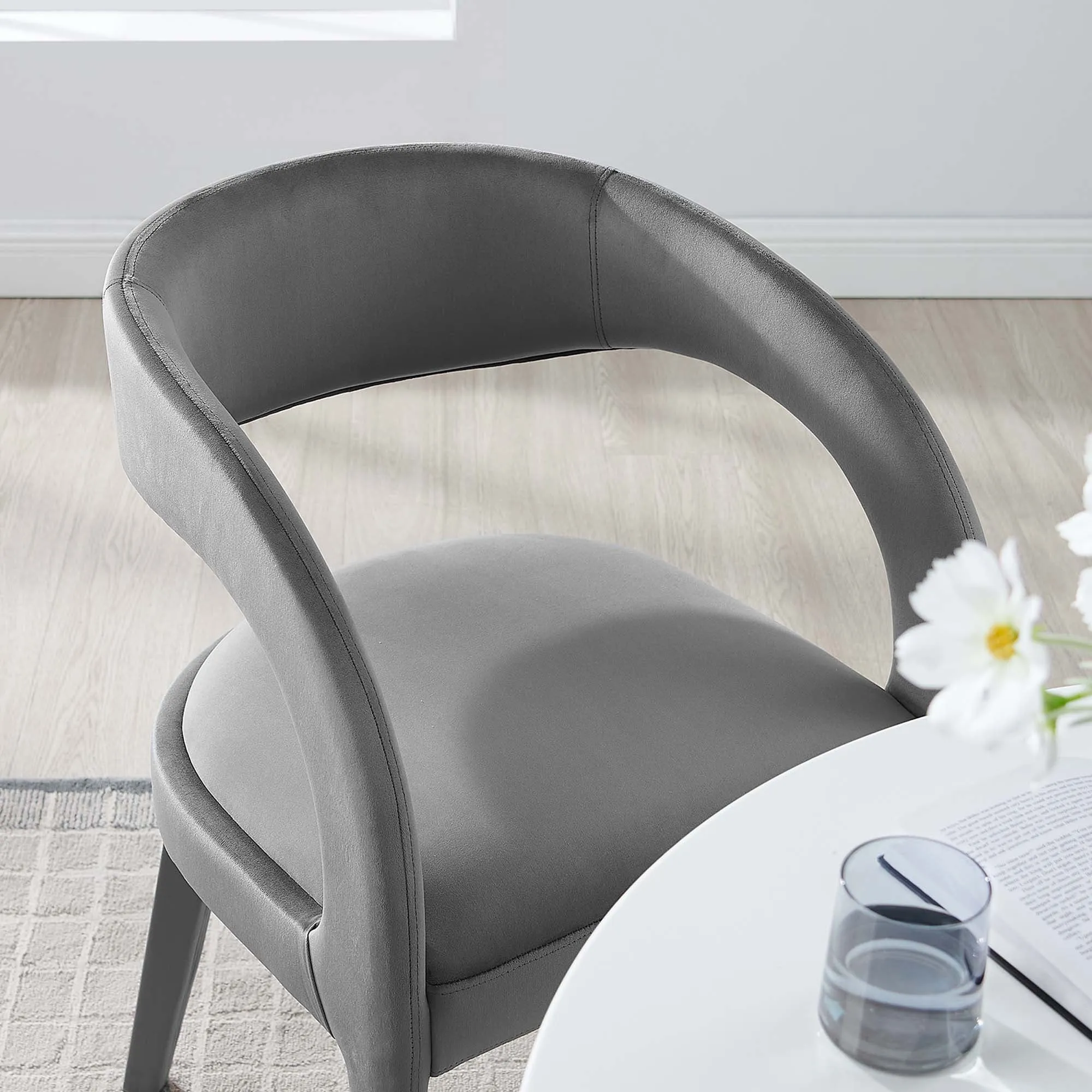 Pinnacle Performance Velvet Dining Chair Set of Two by Modway