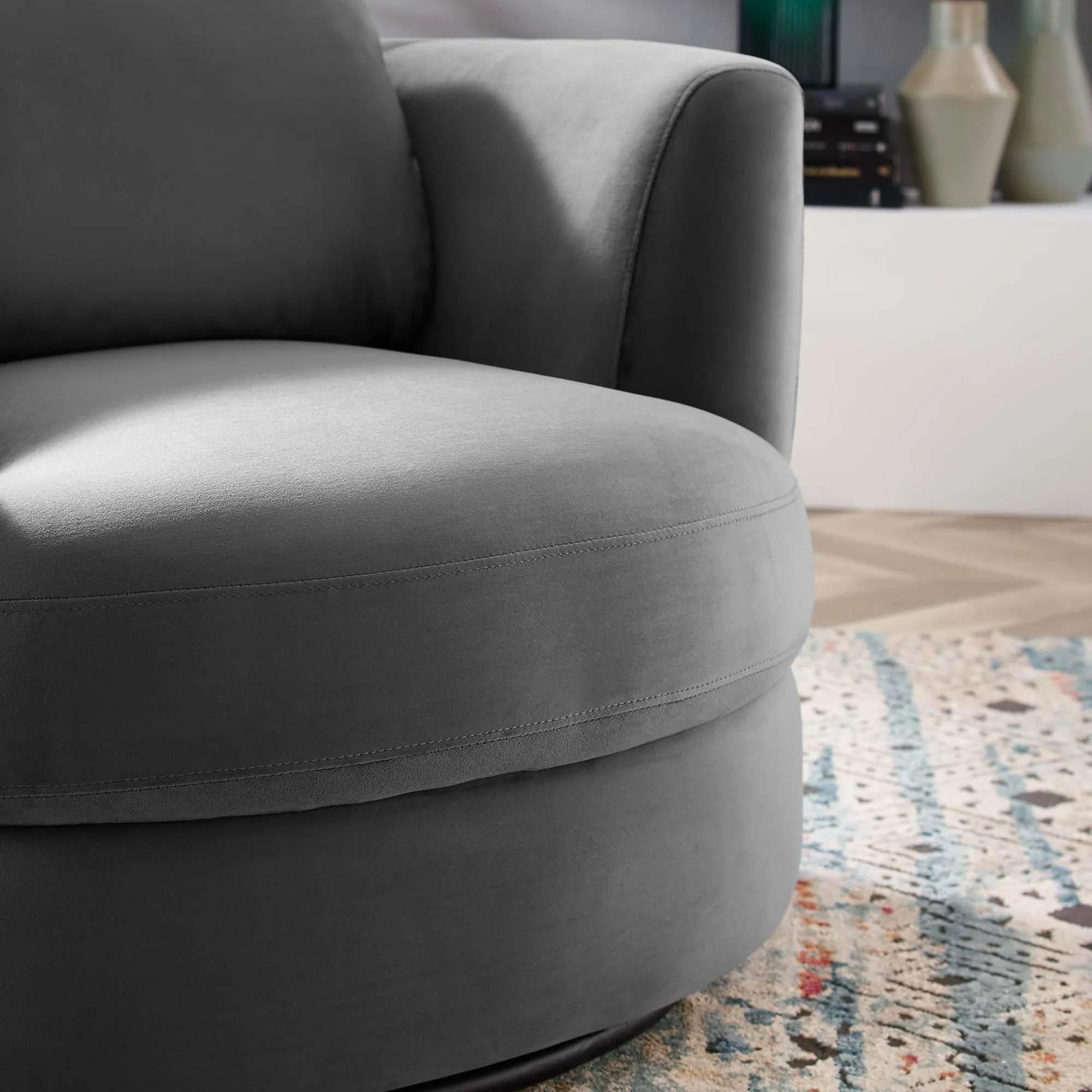 Pirouette Performance Velvet Swivel Armchair by Modway