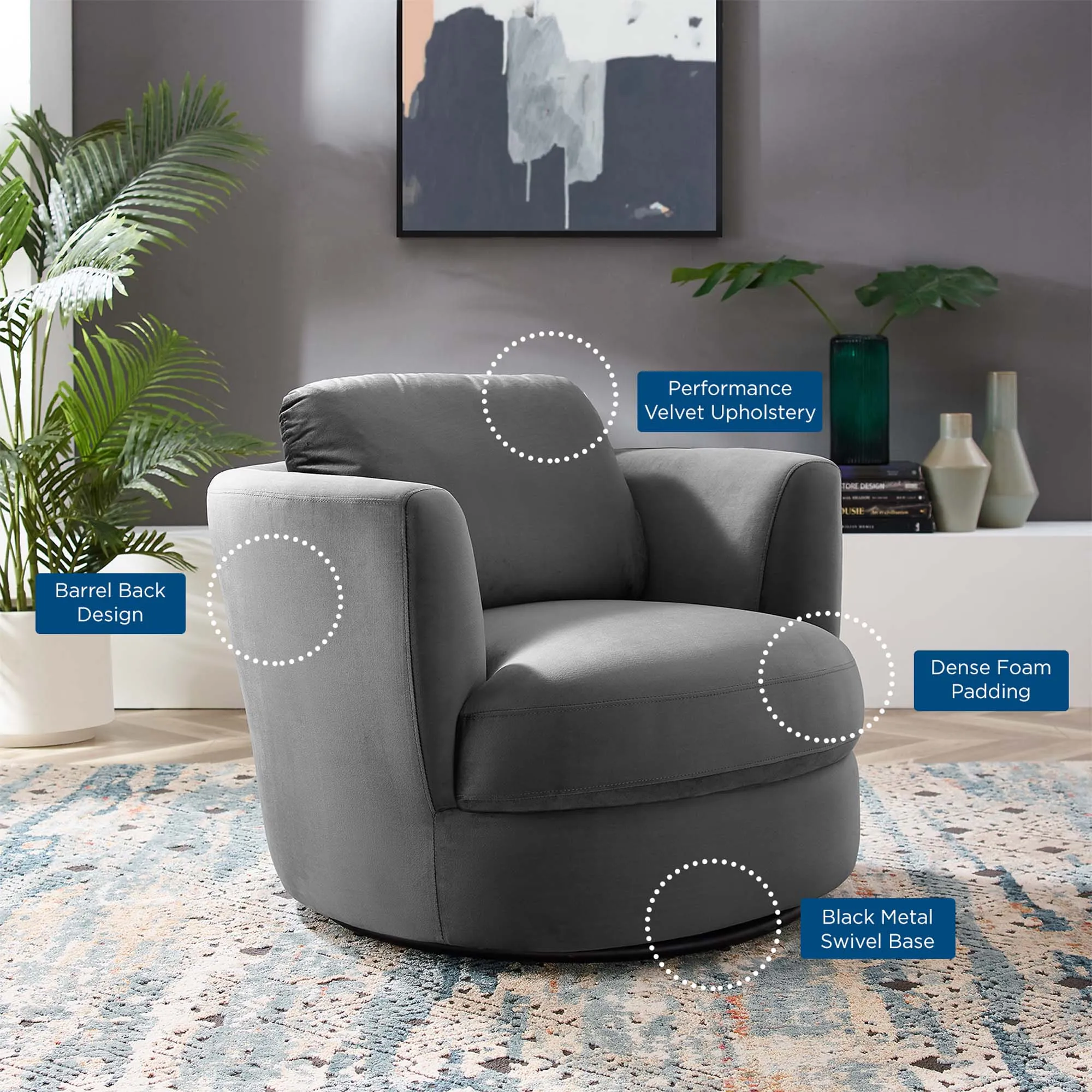 Pirouette Performance Velvet Swivel Armchair by Modway