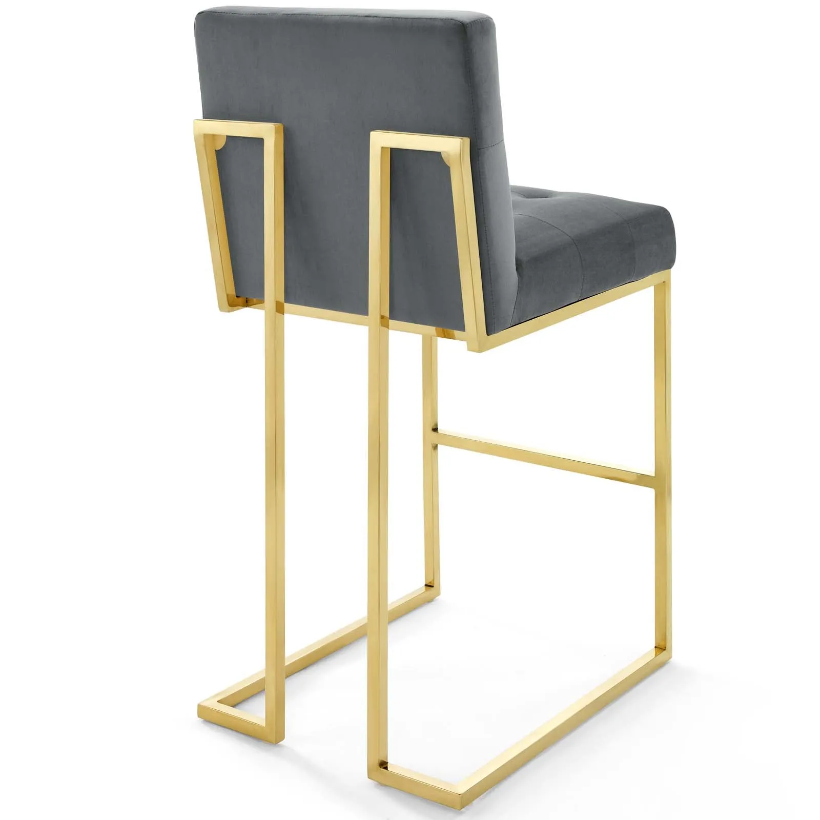 Privy Gold Stainless Steel Performance Velvet Bar Stool Set of 2 by Modway