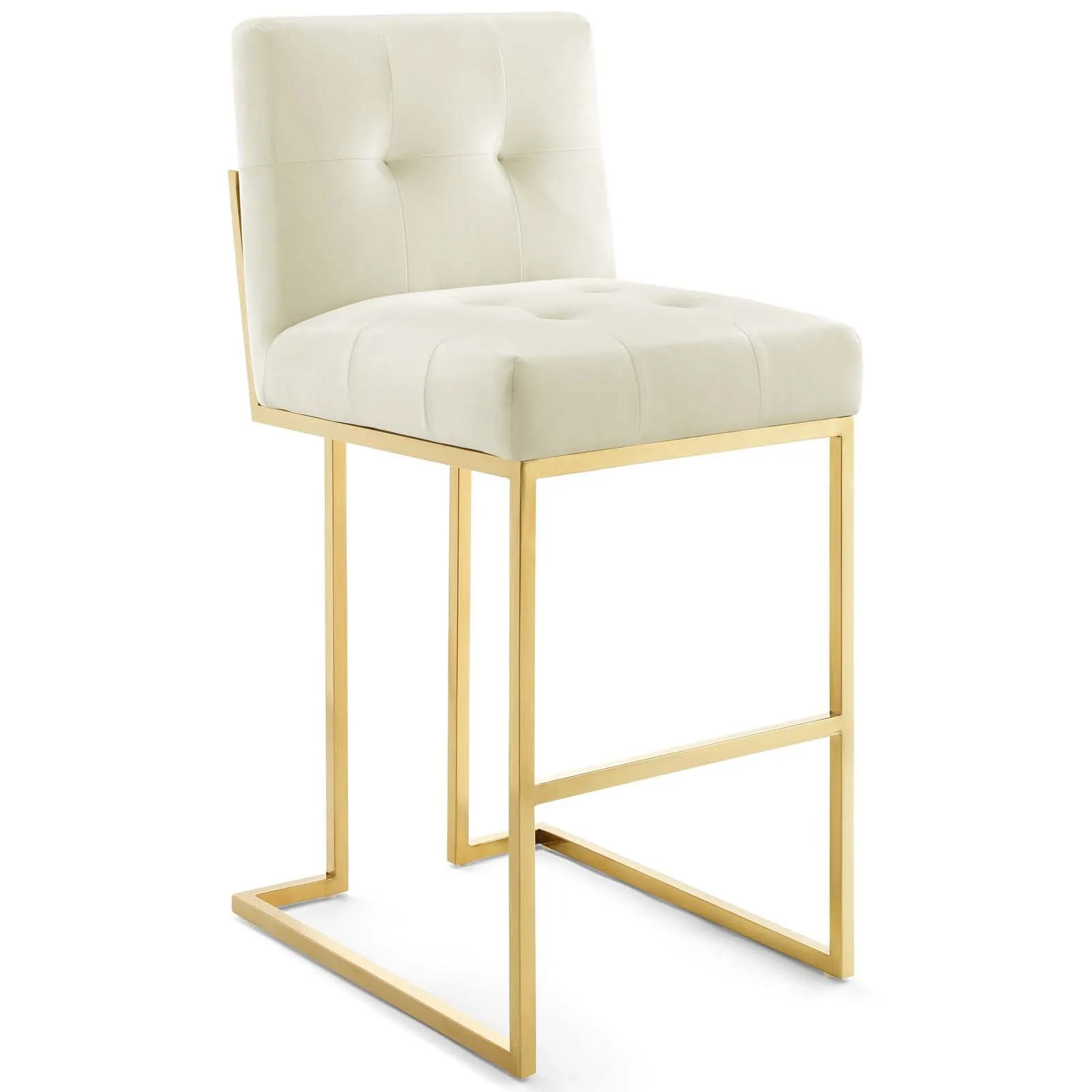 Privy Gold Stainless Steel Performance Velvet Bar Stool Set of 2 by Modway