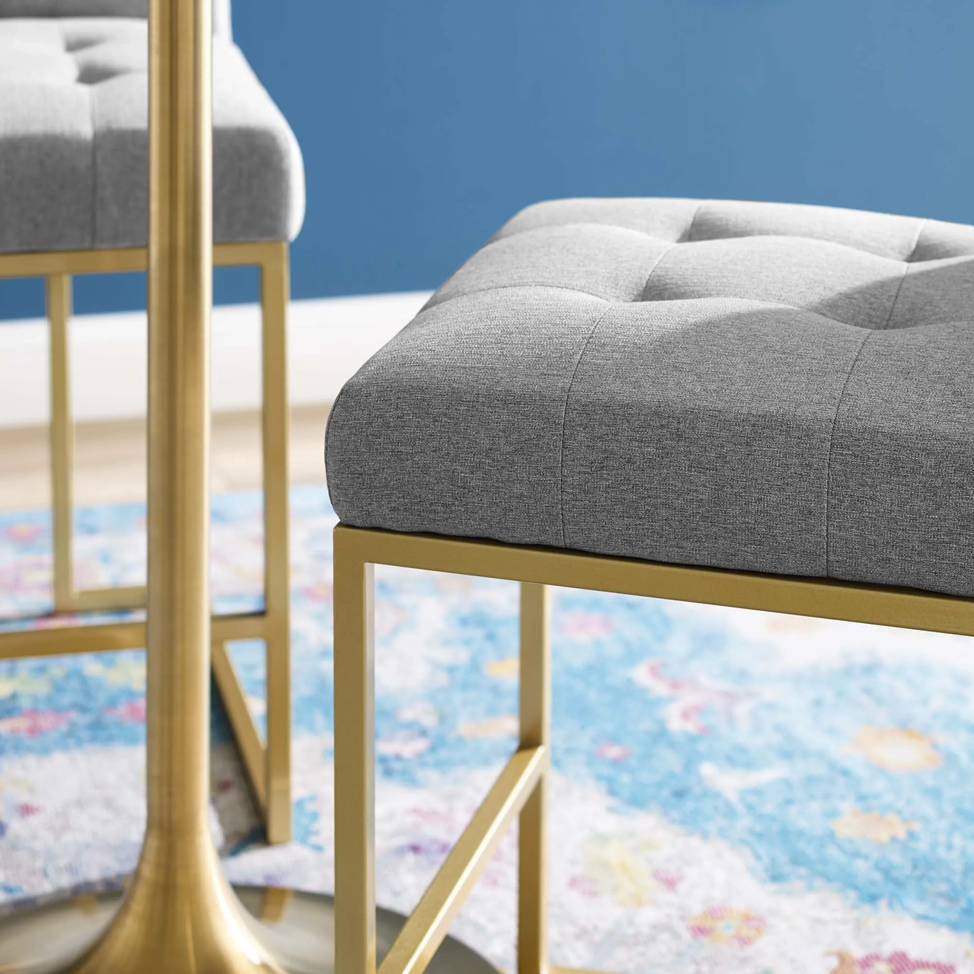 Privy Gold Stainless Steel Upholstered Fabric Counter Stool by Modway