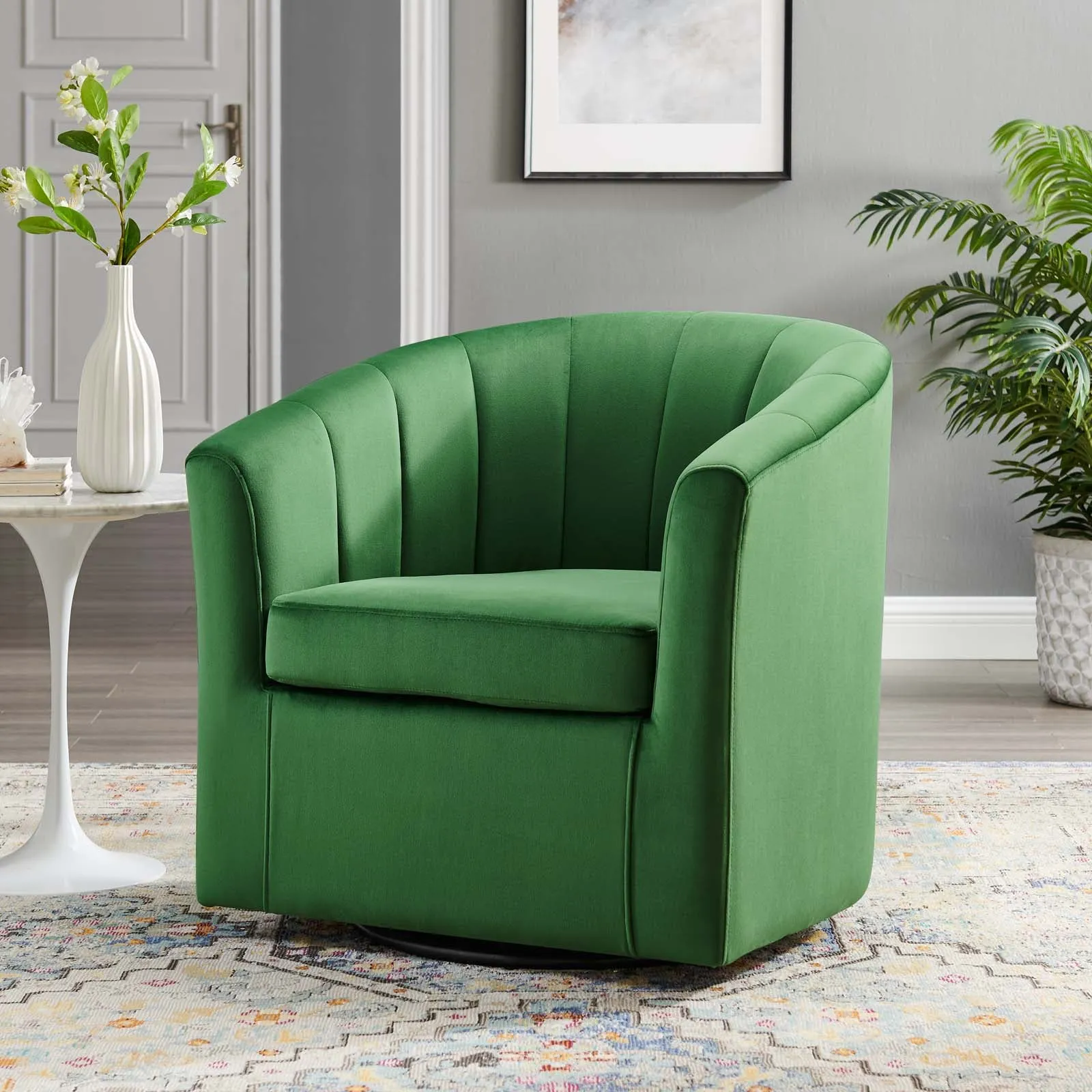 Prospect Performance Velvet Swivel Armchair by Modway