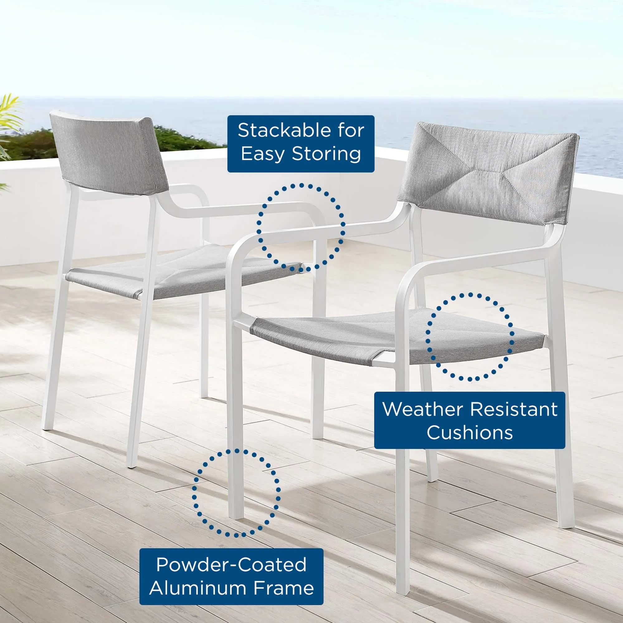 Raleigh Outdoor Patio Aluminum Armchair Set of 2 by Modway