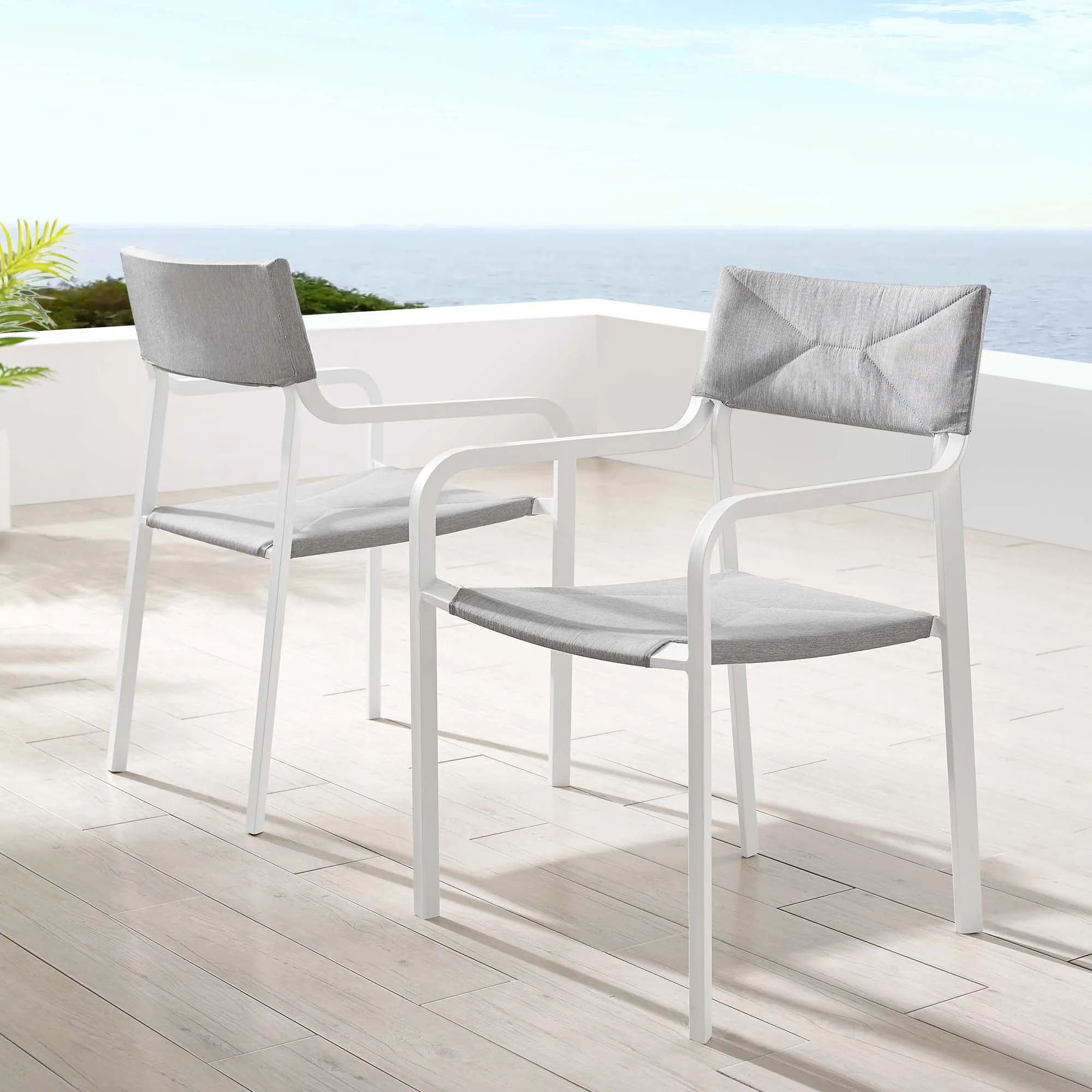 Raleigh Outdoor Patio Aluminum Armchair Set of 2 by Modway