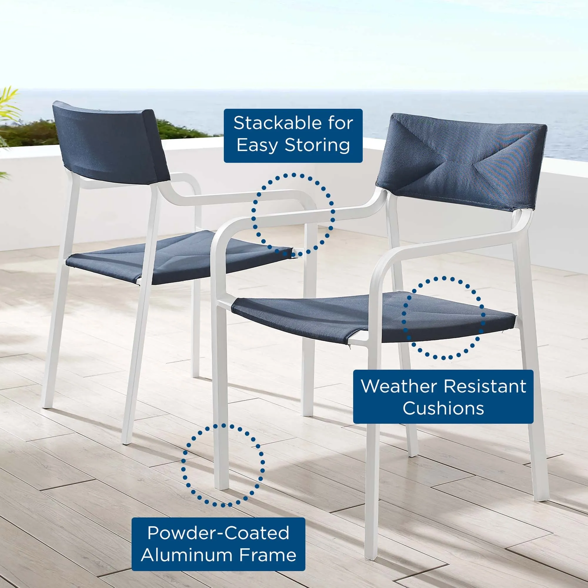 Raleigh Outdoor Patio Aluminum Armchair Set of 2 by Modway