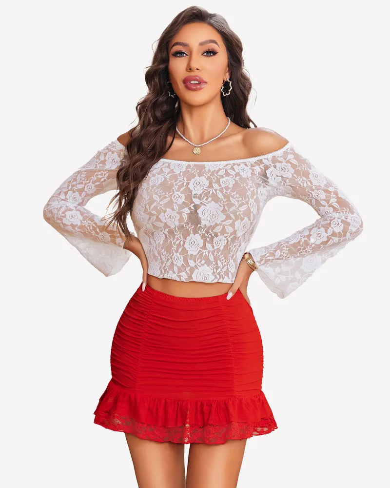 Ruched Bodycon Double Layer Mini Skirt