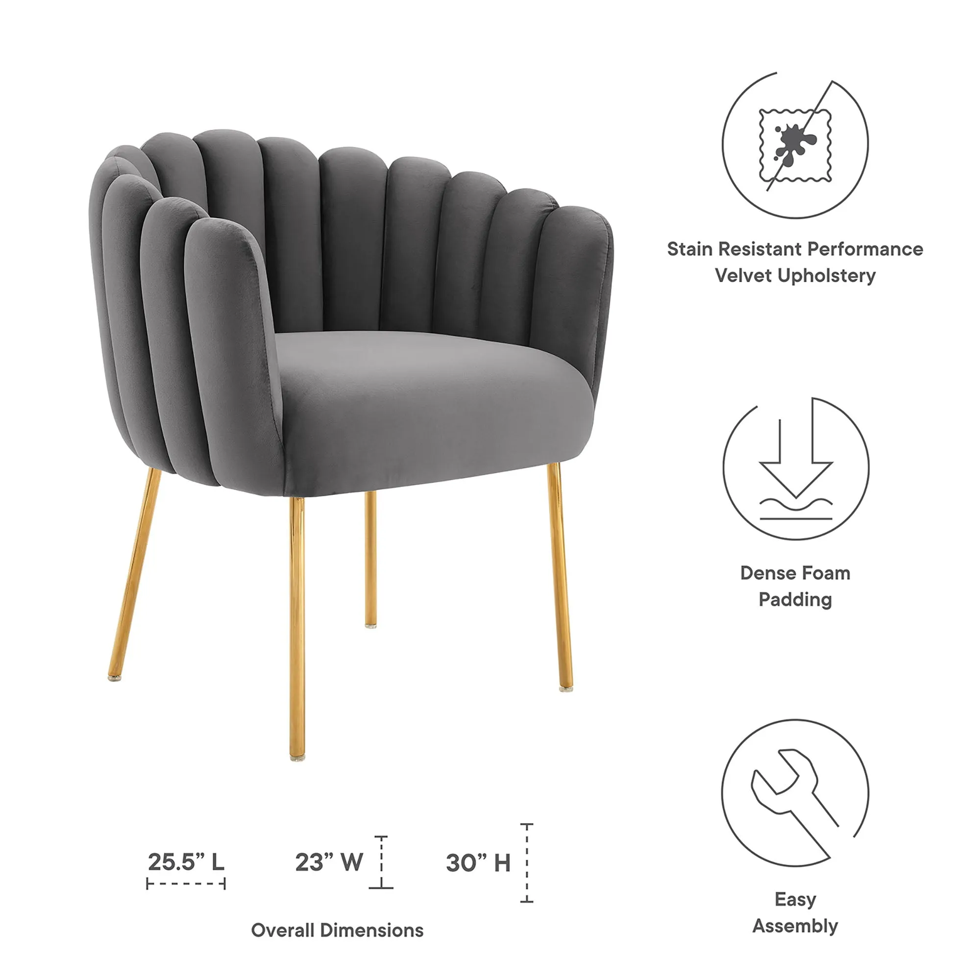 Sanna Channel Tufted Performance Velvet Armchair by Modway