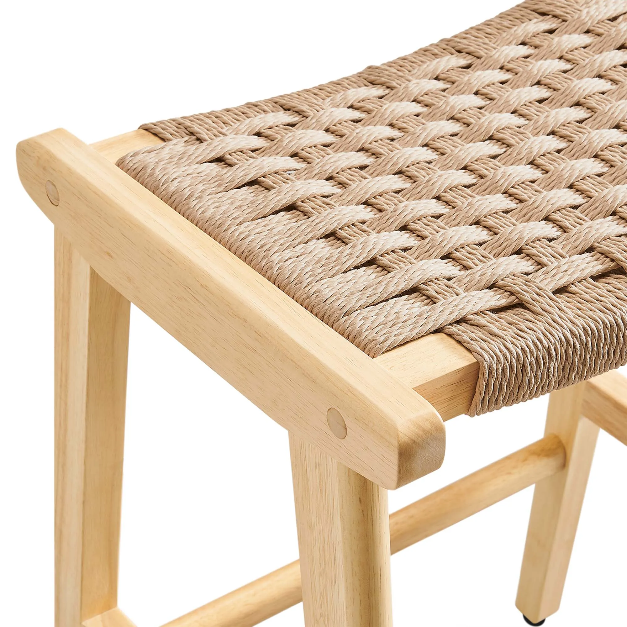 Saoirse Woven Rope Wood Counter Stool - Set of 2 by Modway