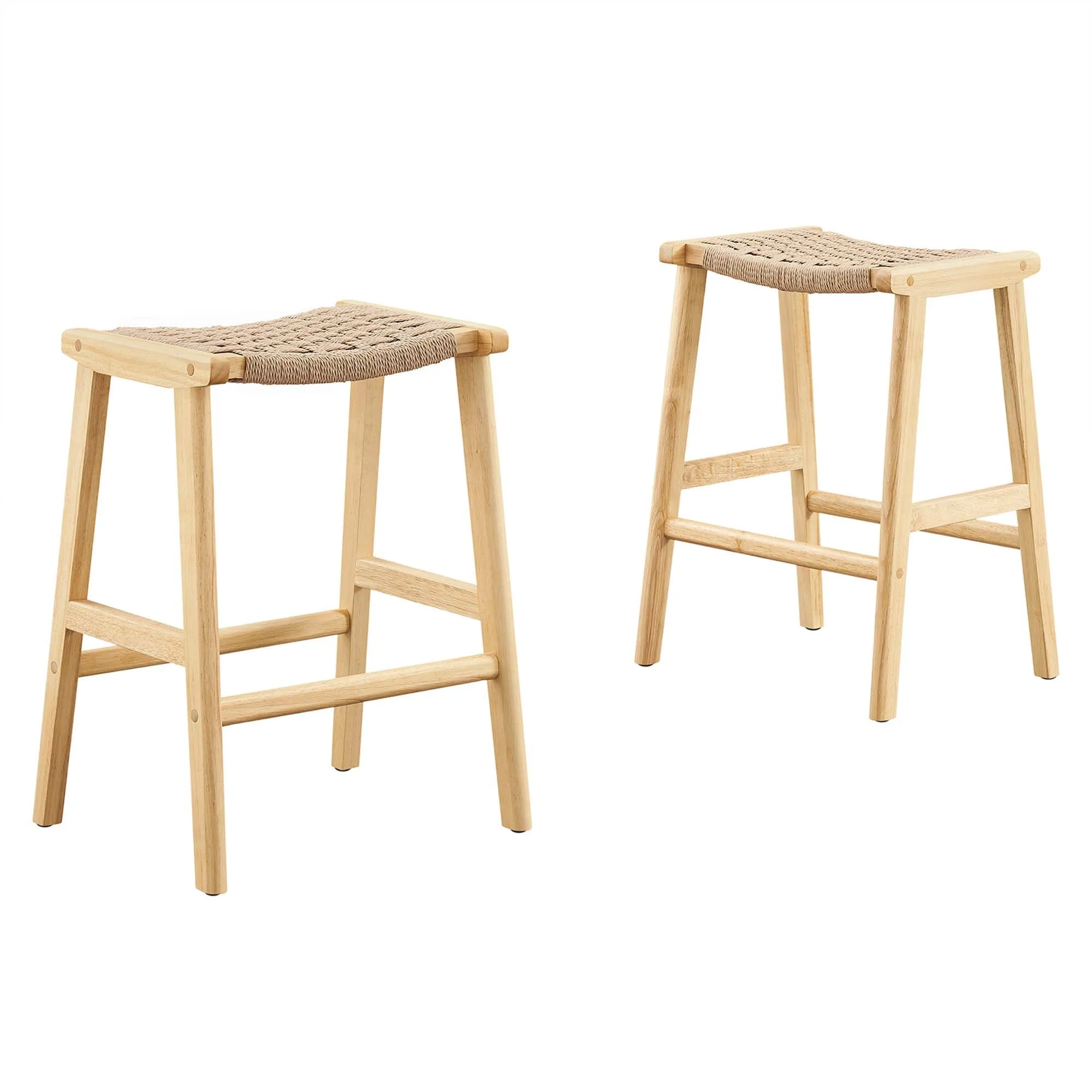 Saoirse Woven Rope Wood Counter Stool - Set of 2 by Modway