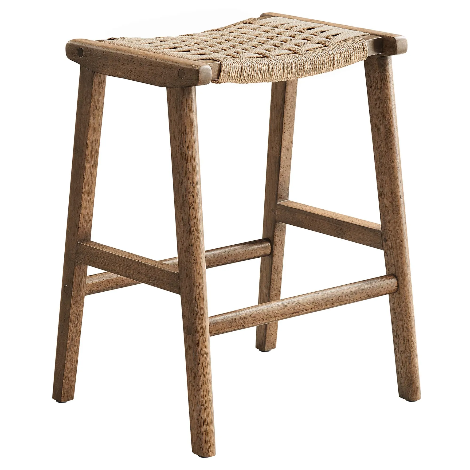 Saoirse Woven Rope Wood Counter Stool - Set of 2 by Modway