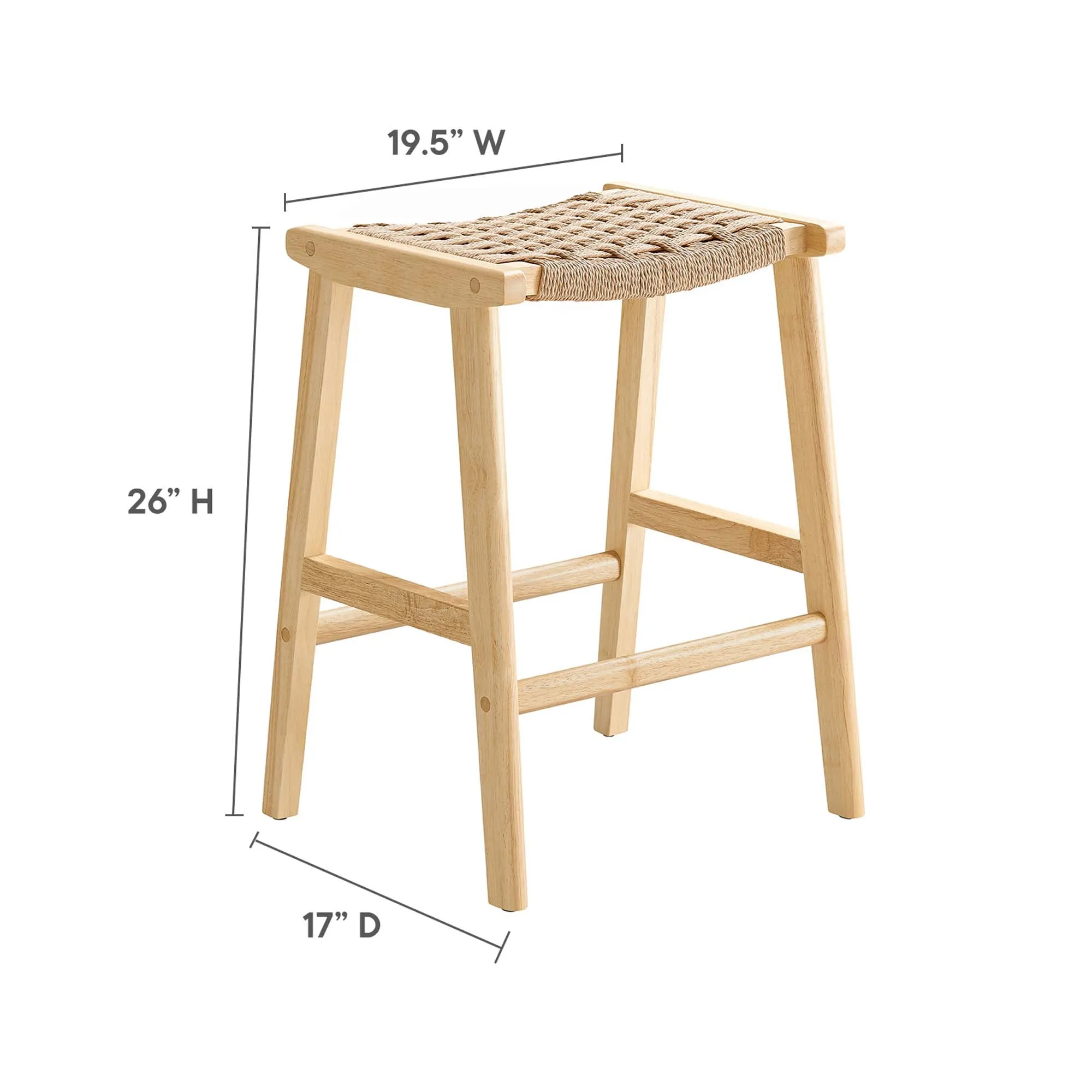 Saoirse Woven Rope Wood Counter Stool - Set of 2 by Modway