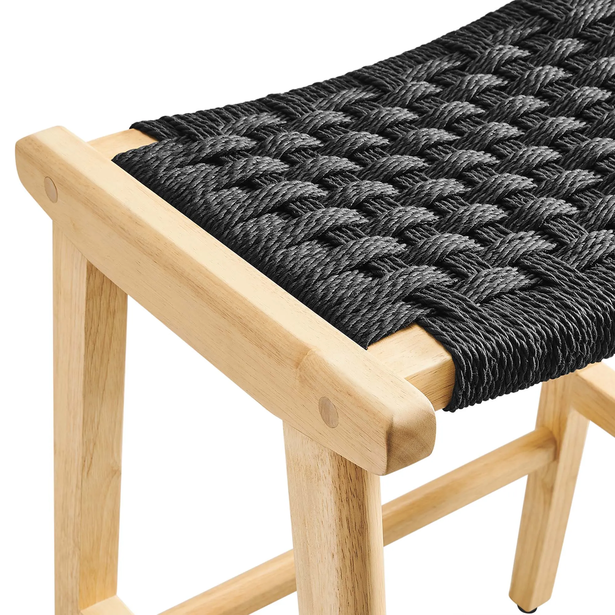 Saoirse Woven Rope Wood Counter Stool - Set of 2 by Modway