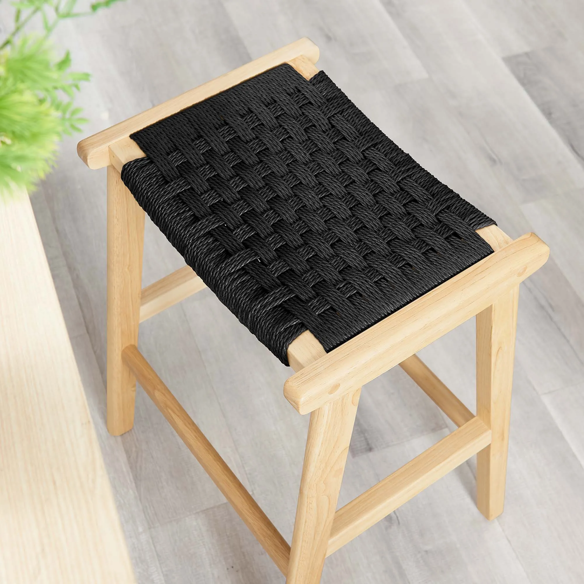 Saoirse Woven Rope Wood Counter Stool - Set of 2 by Modway
