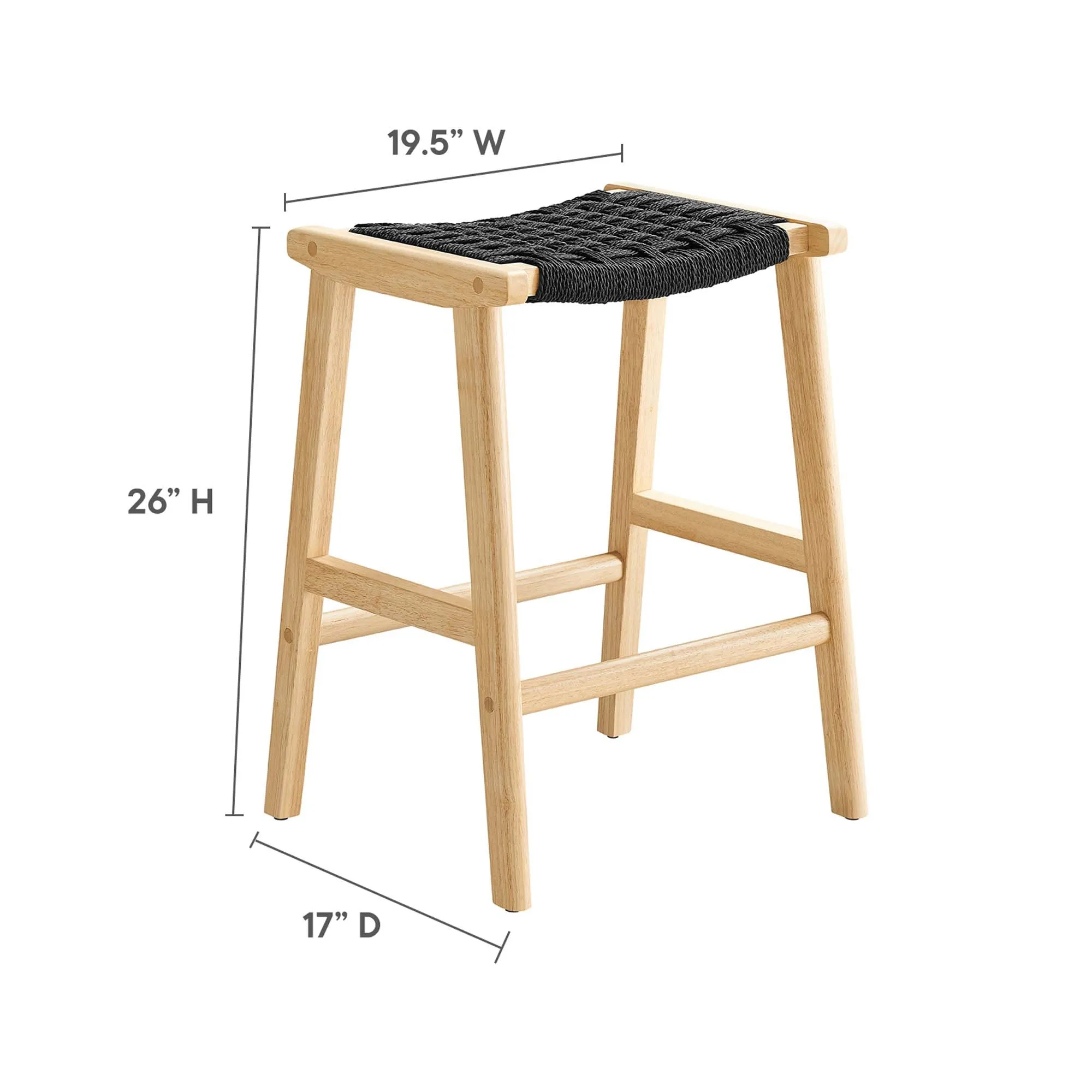 Saoirse Woven Rope Wood Counter Stool - Set of 2 by Modway