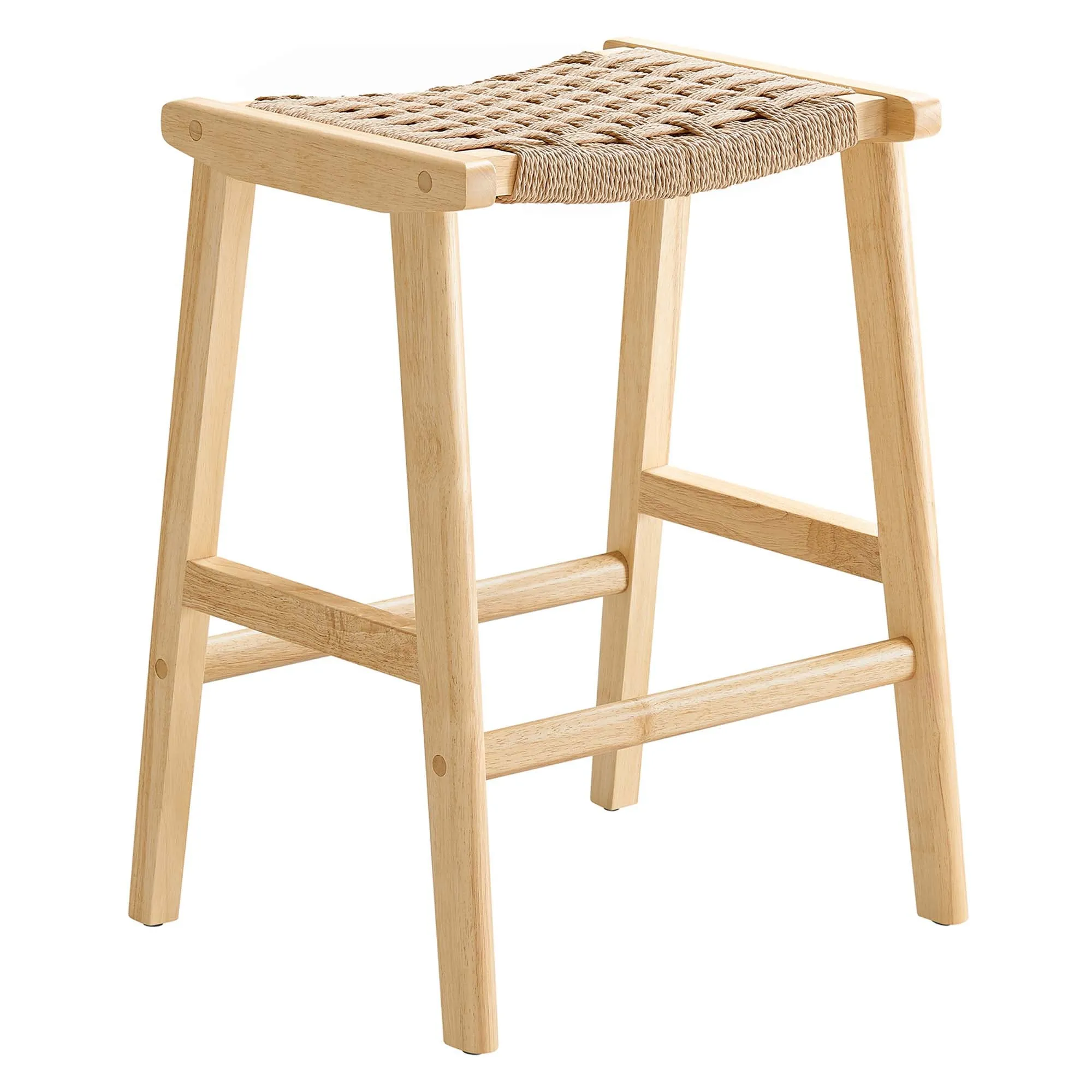 Saoirse Woven Rope Wood Counter Stool - Set of 2 by Modway
