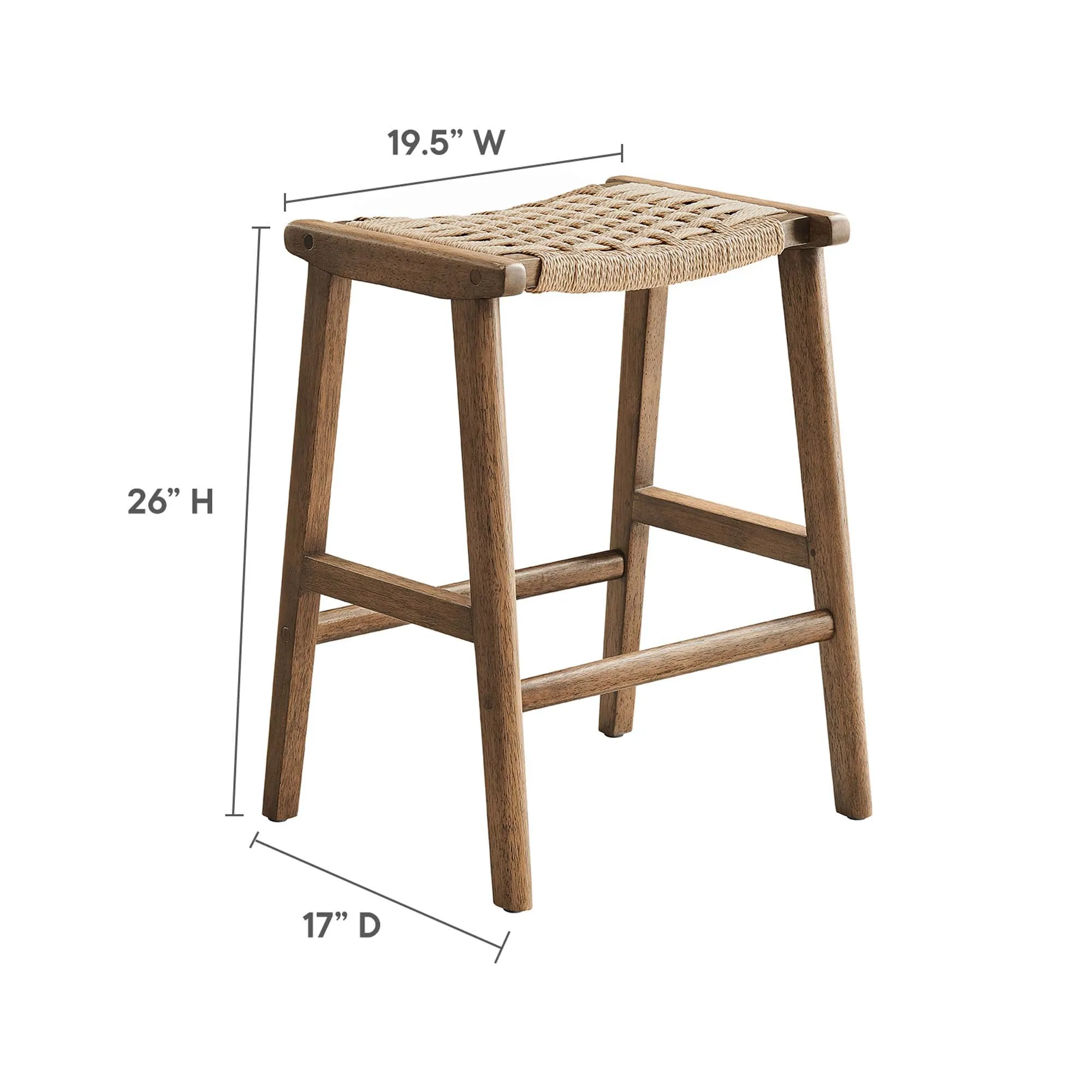 Saoirse Woven Rope Wood Counter Stool - Set of 2 by Modway