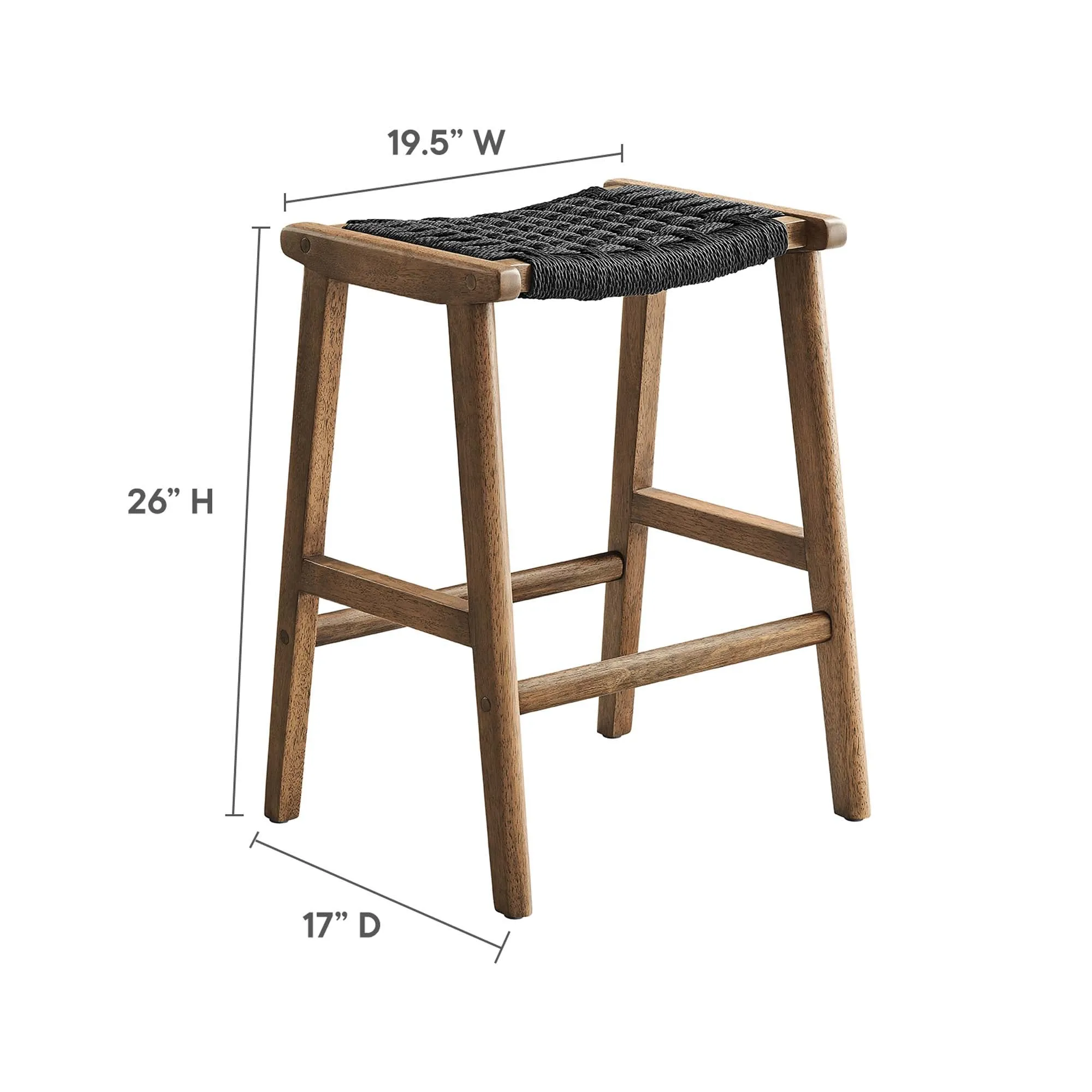 Saoirse Woven Rope Wood Counter Stool - Set of 2 by Modway