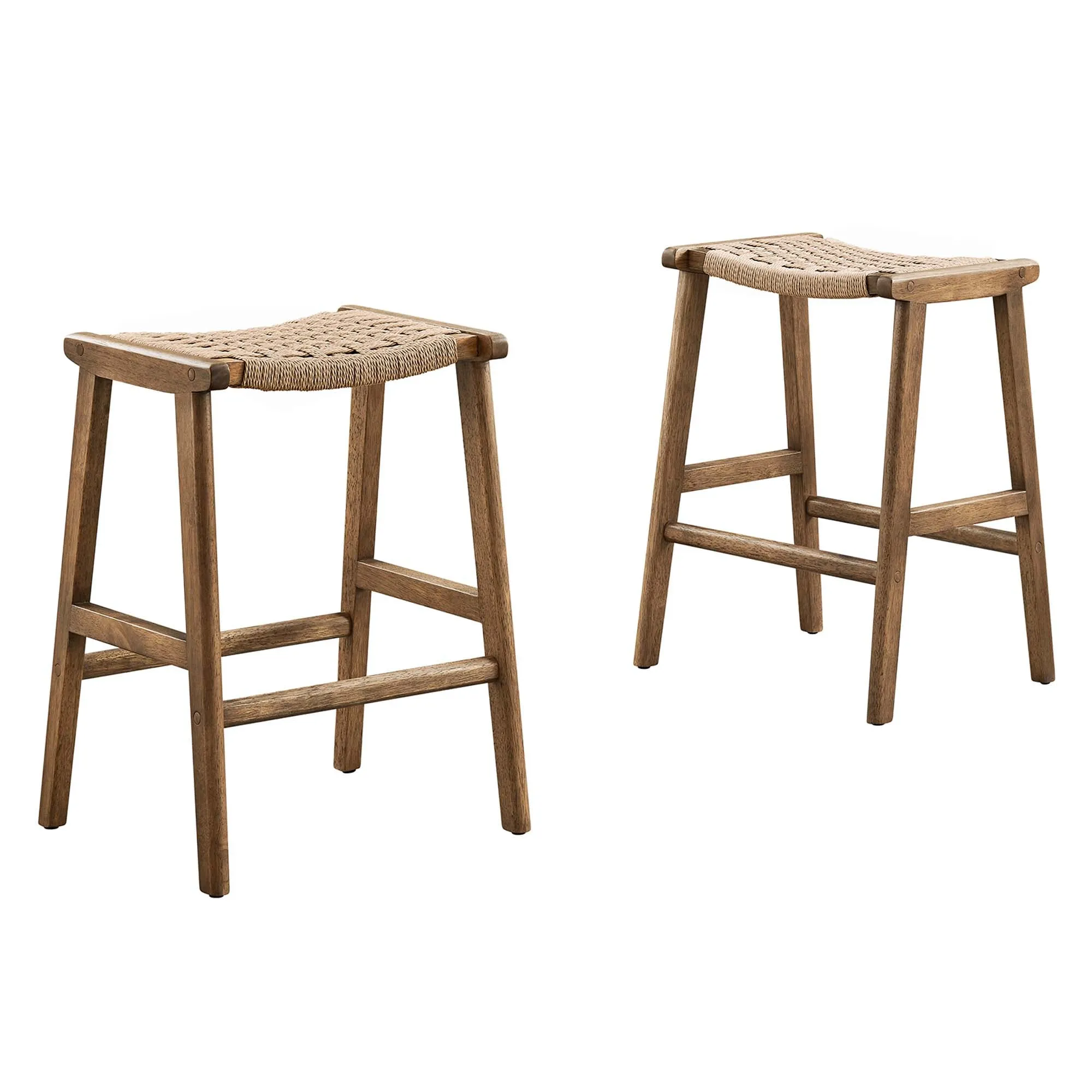 Saoirse Woven Rope Wood Counter Stool - Set of 2 by Modway