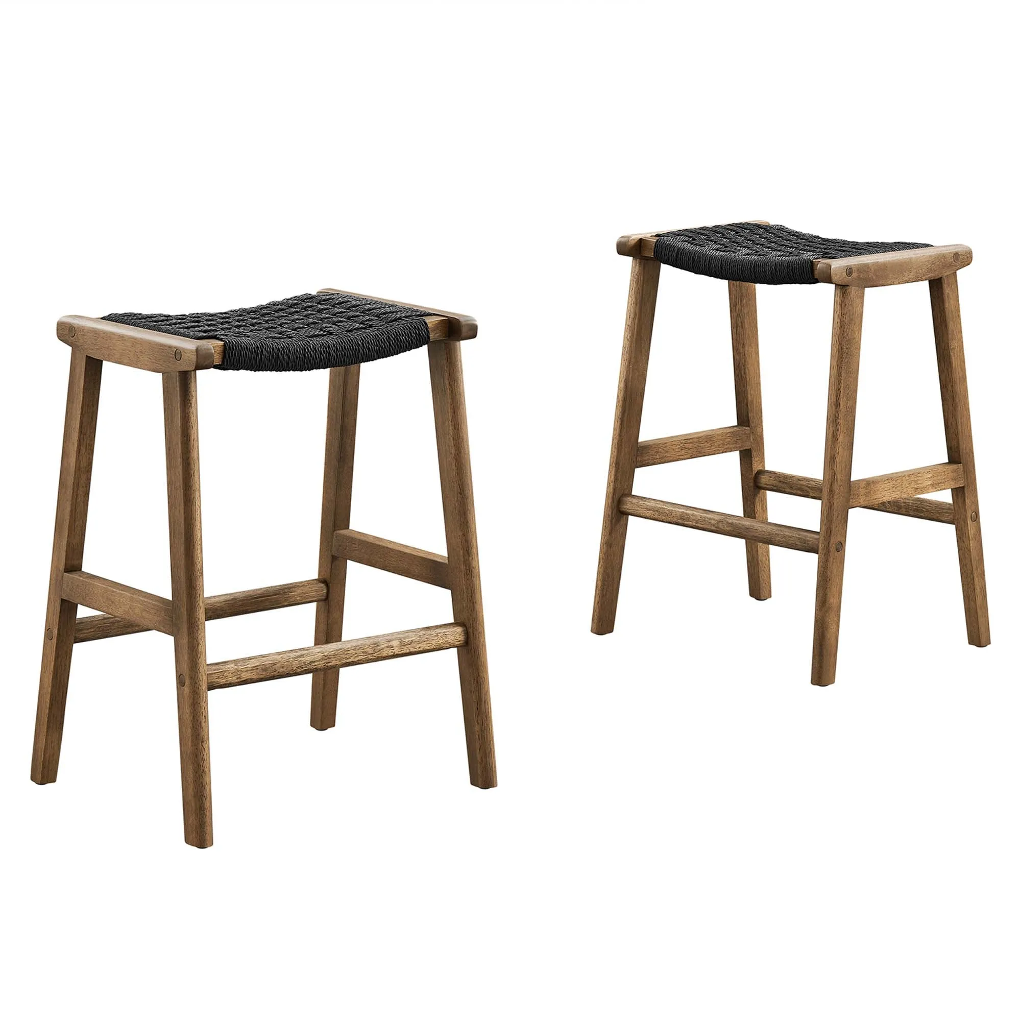 Saoirse Woven Rope Wood Counter Stool - Set of 2 by Modway