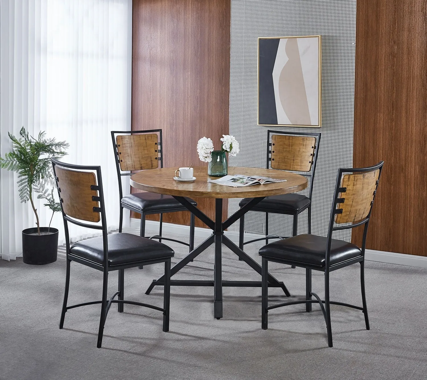 Shala Dining Chair - Natural Wood, Black