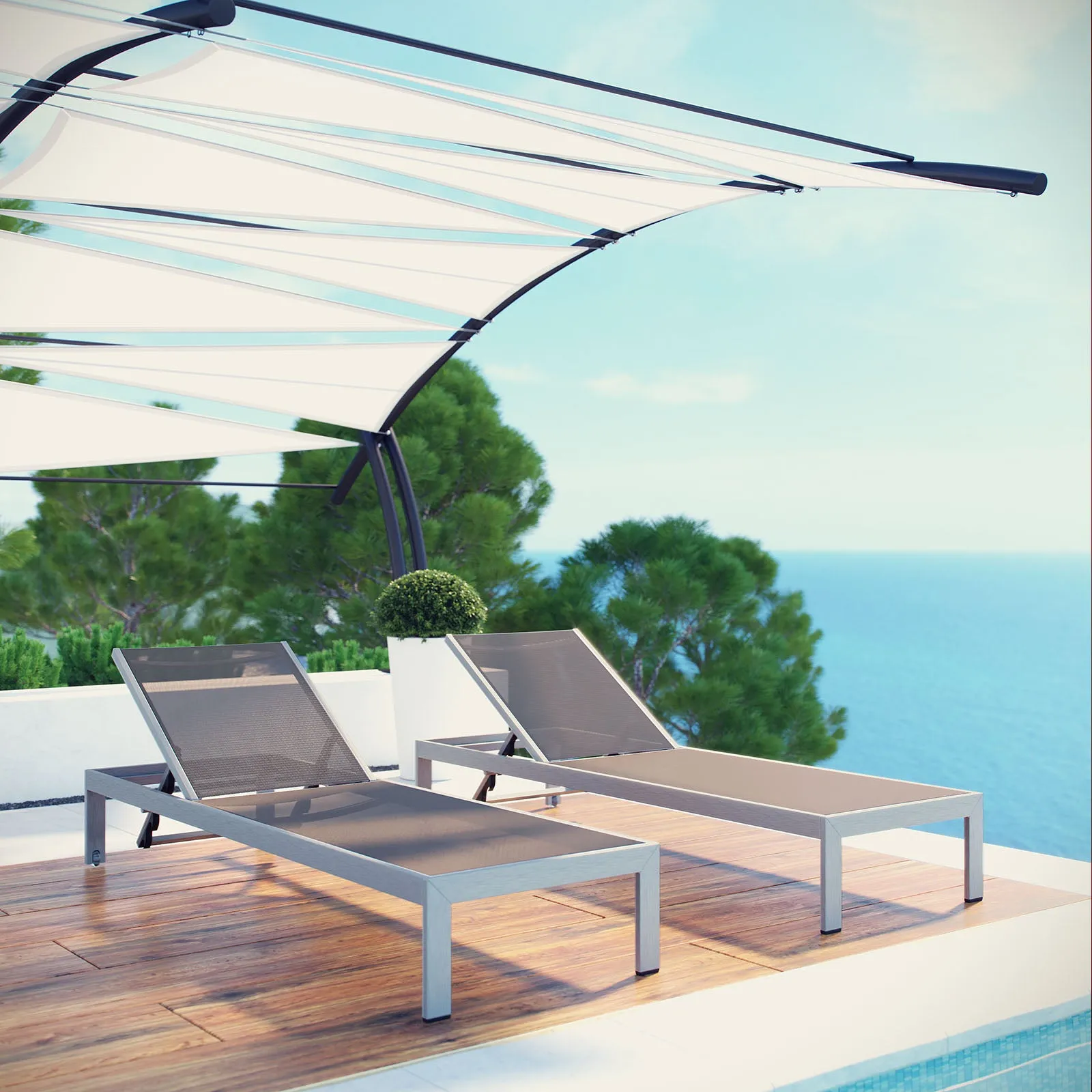 Shore Chaise Outdoor Patio Aluminum Set of 2 by Modway
