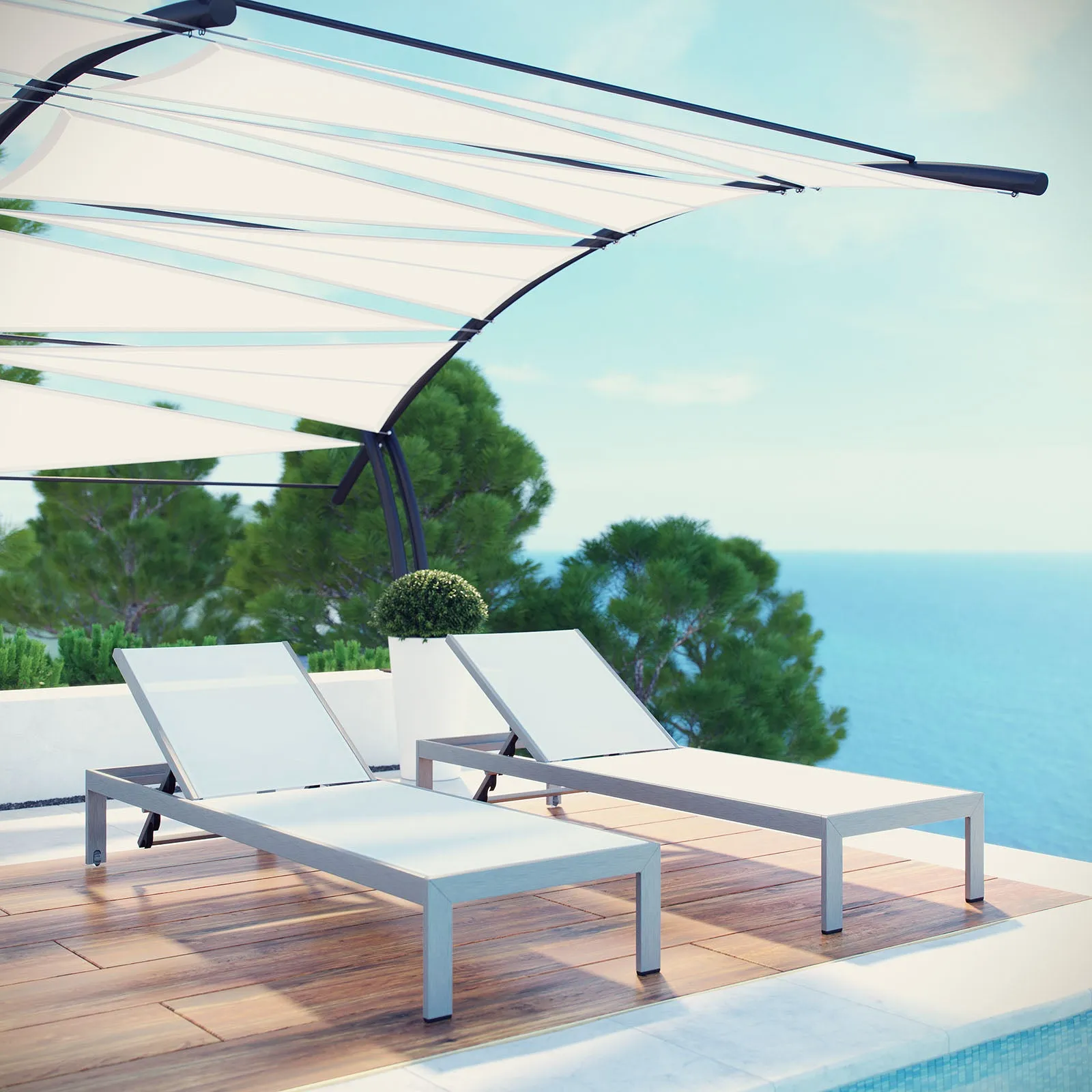 Shore Chaise Outdoor Patio Aluminum Set of 2 by Modway