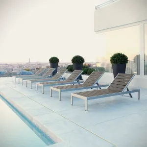 Shore Chaise Outdoor Patio Aluminum Set of 6 by Modway