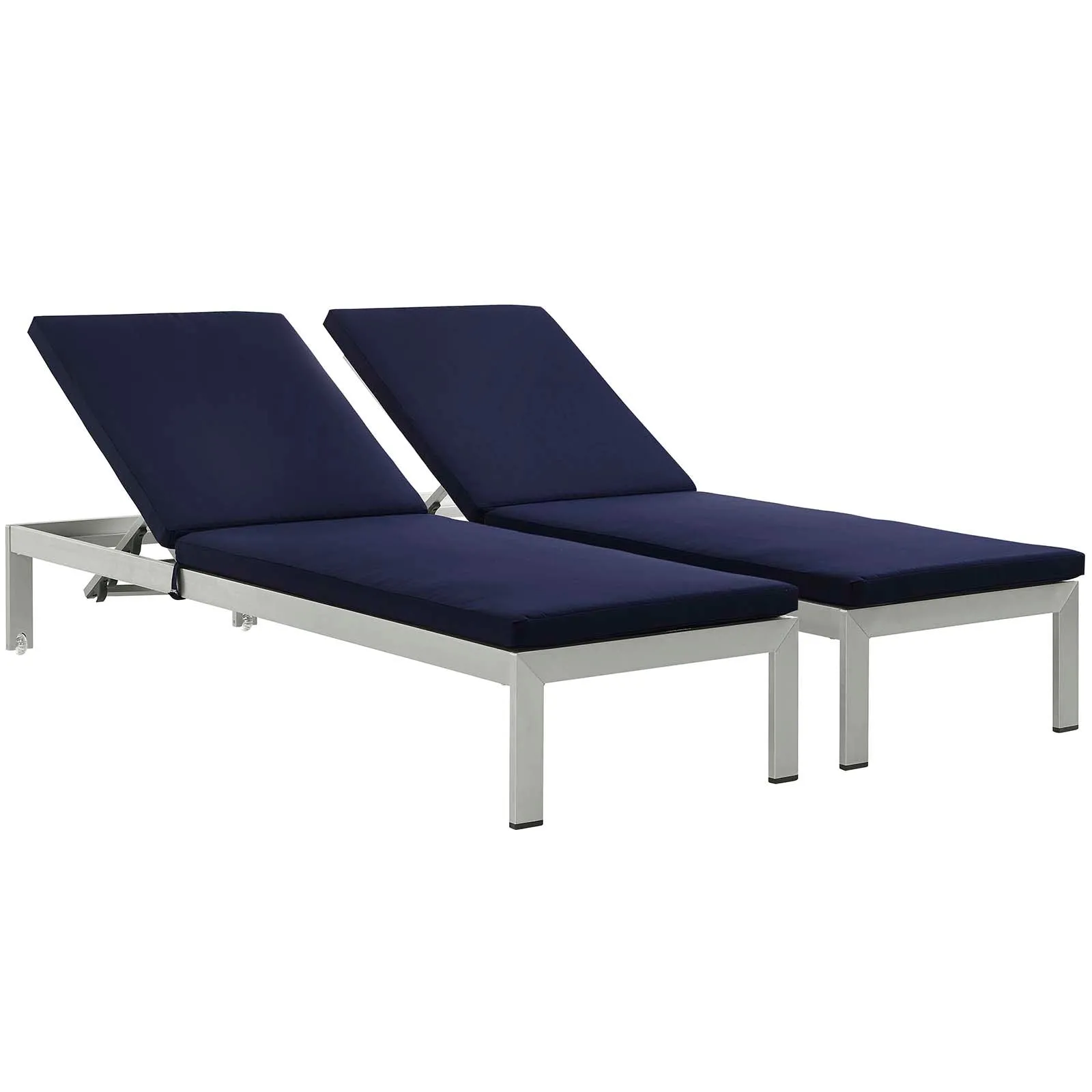 Shore Chaise with Cushions Outdoor Patio Aluminum Set of 2 by Modway