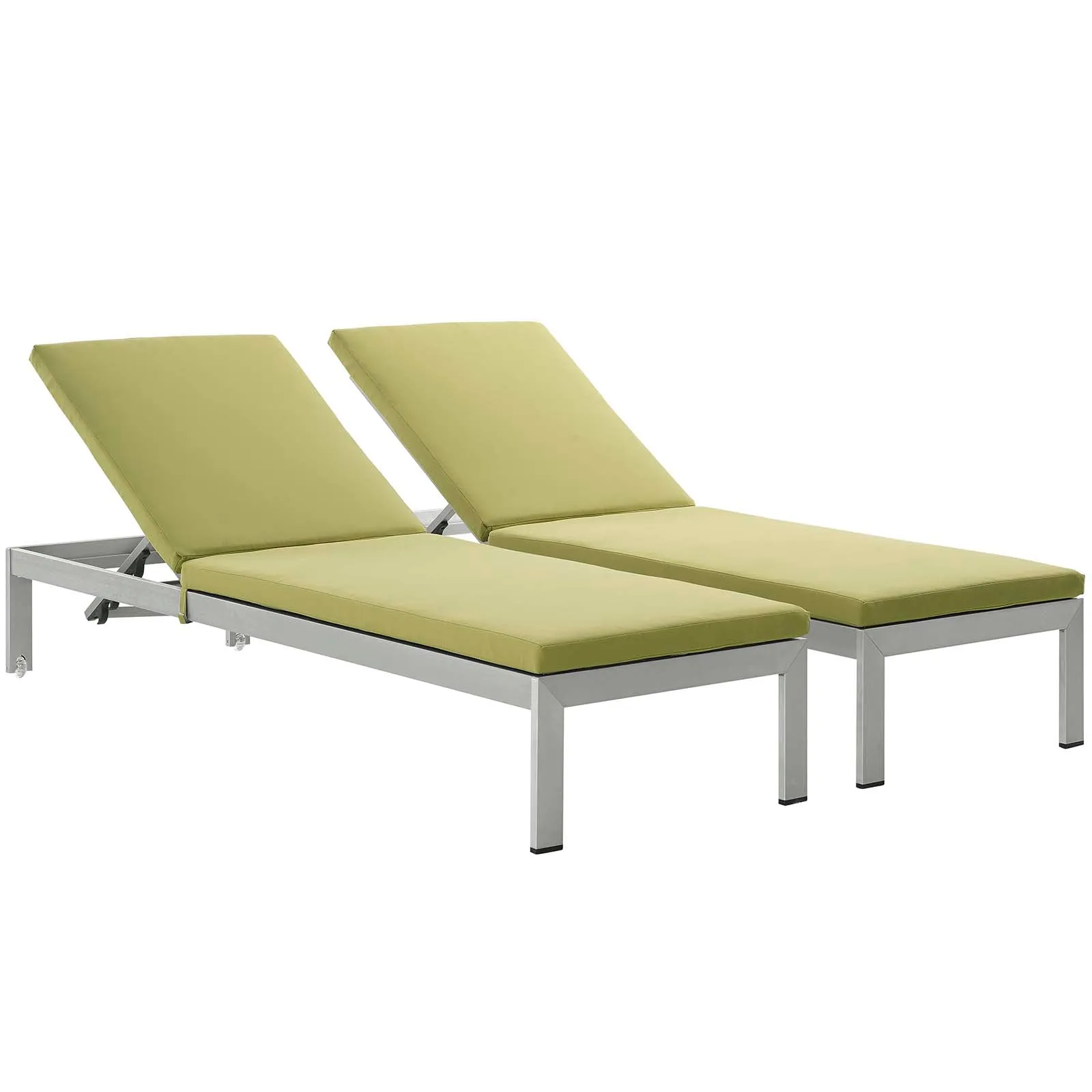 Shore Chaise with Cushions Outdoor Patio Aluminum Set of 2 by Modway