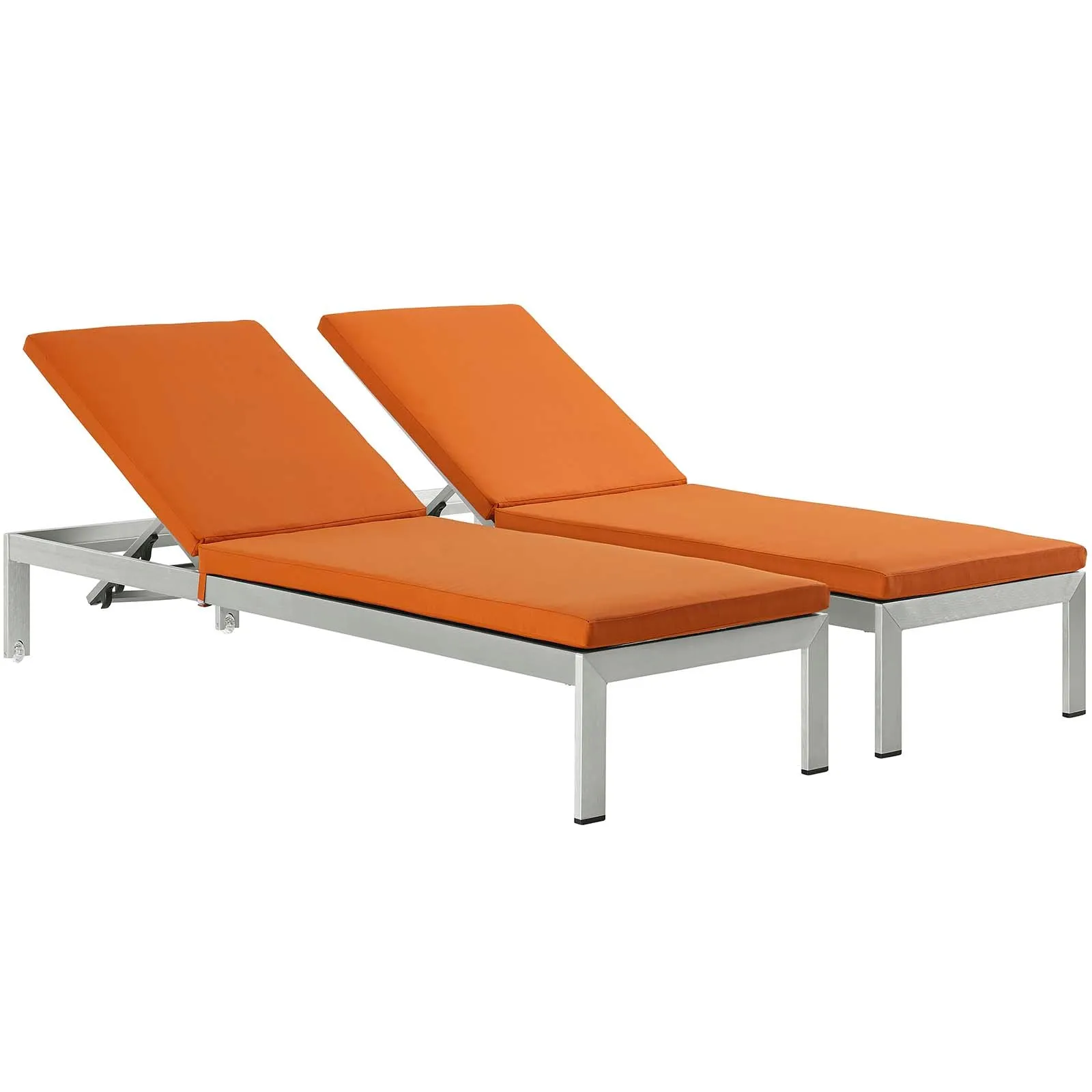 Shore Chaise with Cushions Outdoor Patio Aluminum Set of 2 by Modway