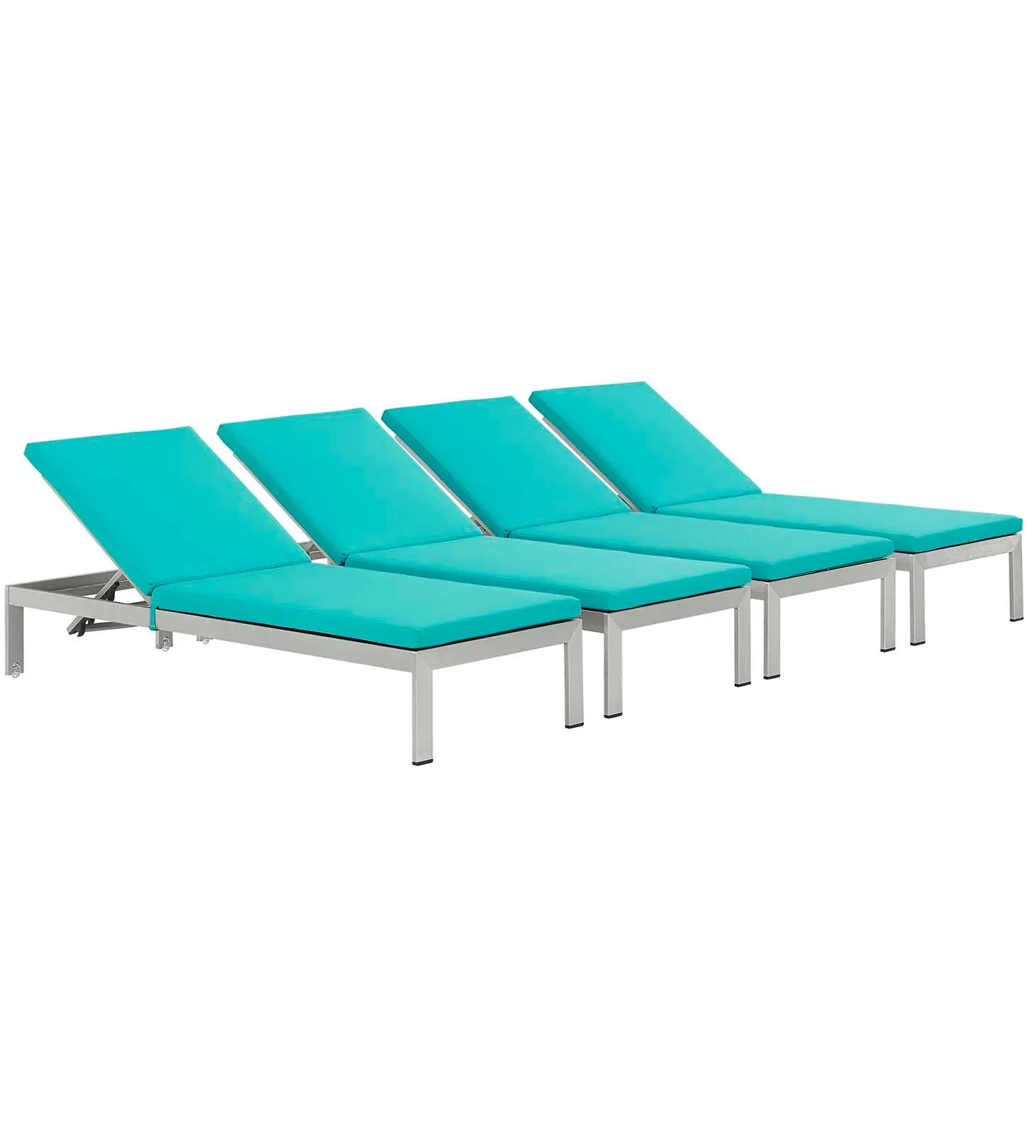 Shore Chaise with Cushions Outdoor Patio Aluminum Set of 4 by Modway