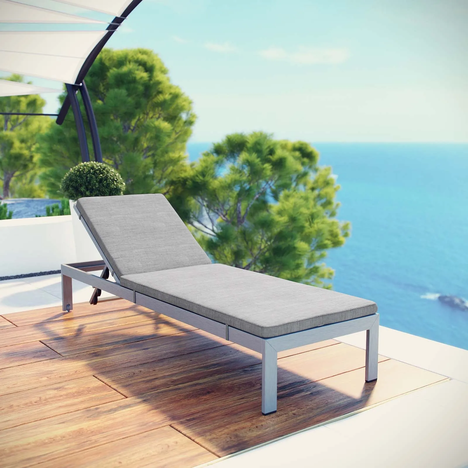 Shore Outdoor Patio Aluminum Chaise with Cushions by Modway
