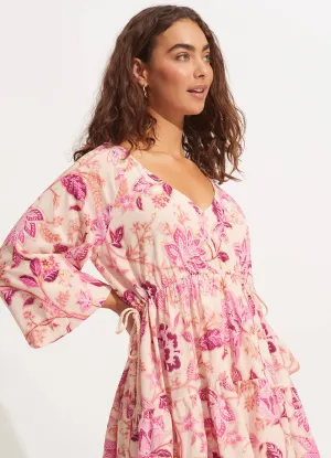 Silk Road Tier Mini Dress - Parfait Pink