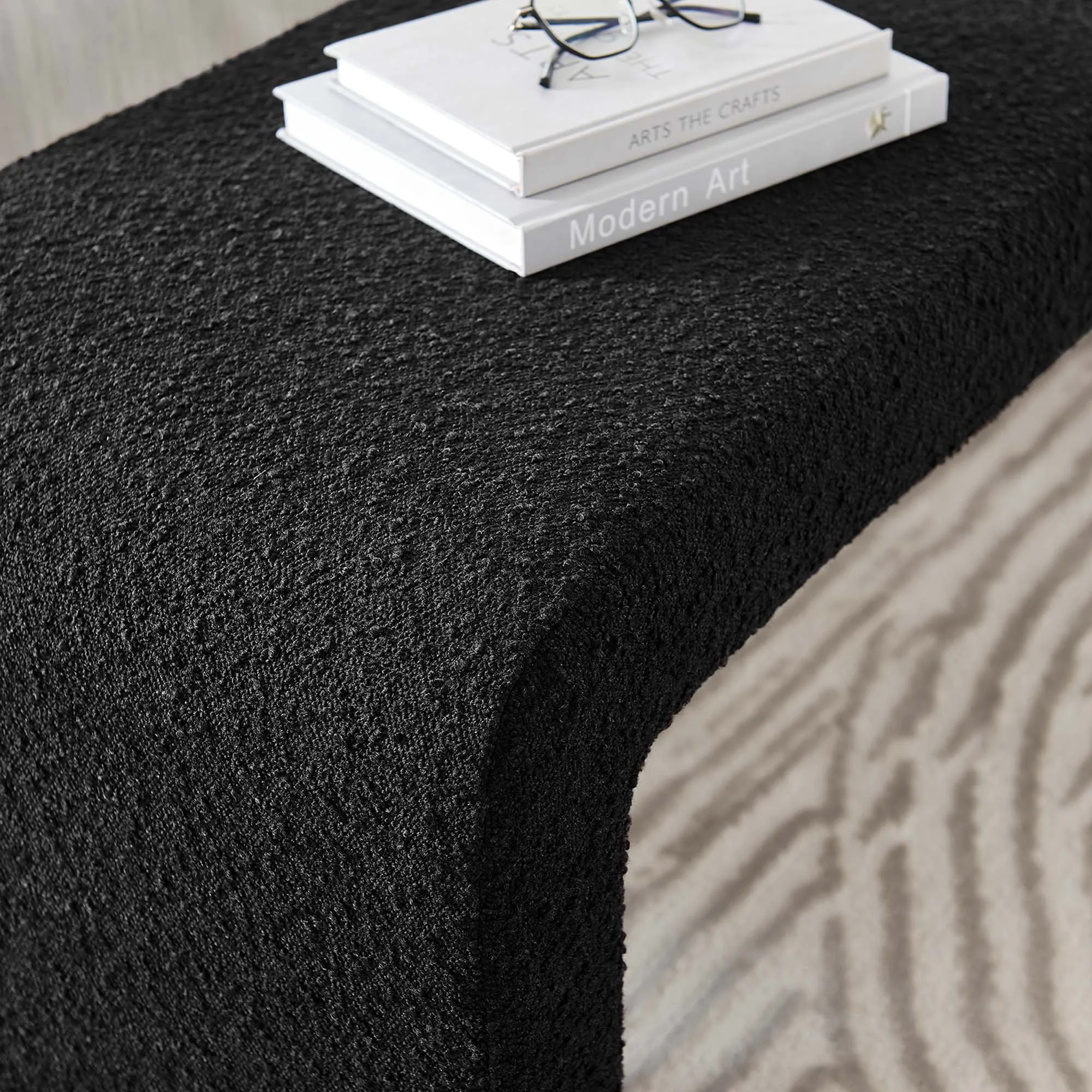 Simba Boucle Fabric Waterfall Long Bench by Modway