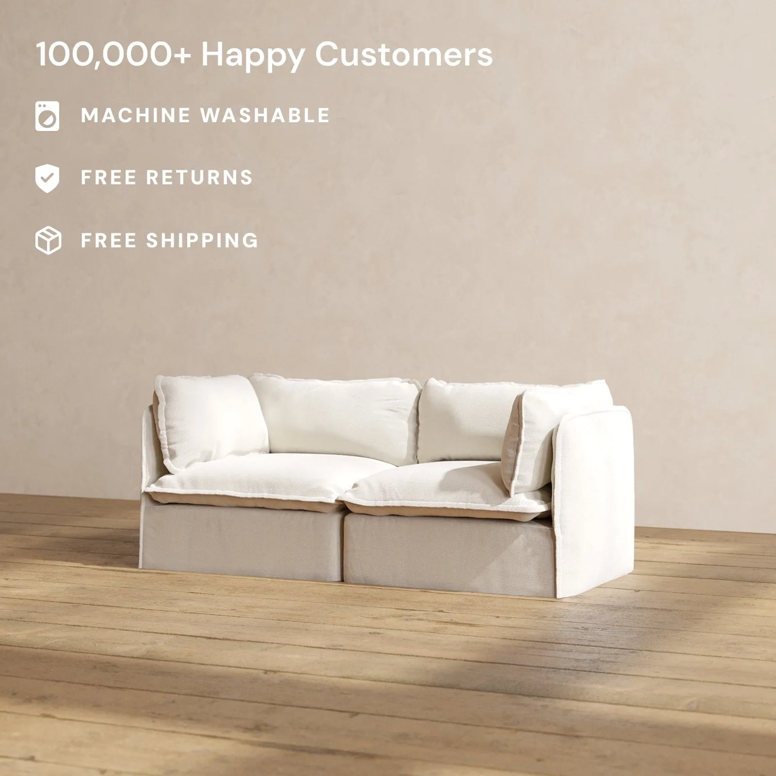 Slipcover Only - Modular Performance 2-Seater | Blended Weave in Flour