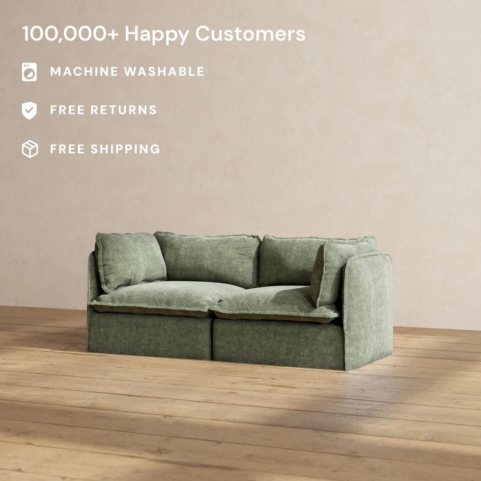 Slipcover Only - Modular Performance 2-Seater | Heirloom Velvet in Willow