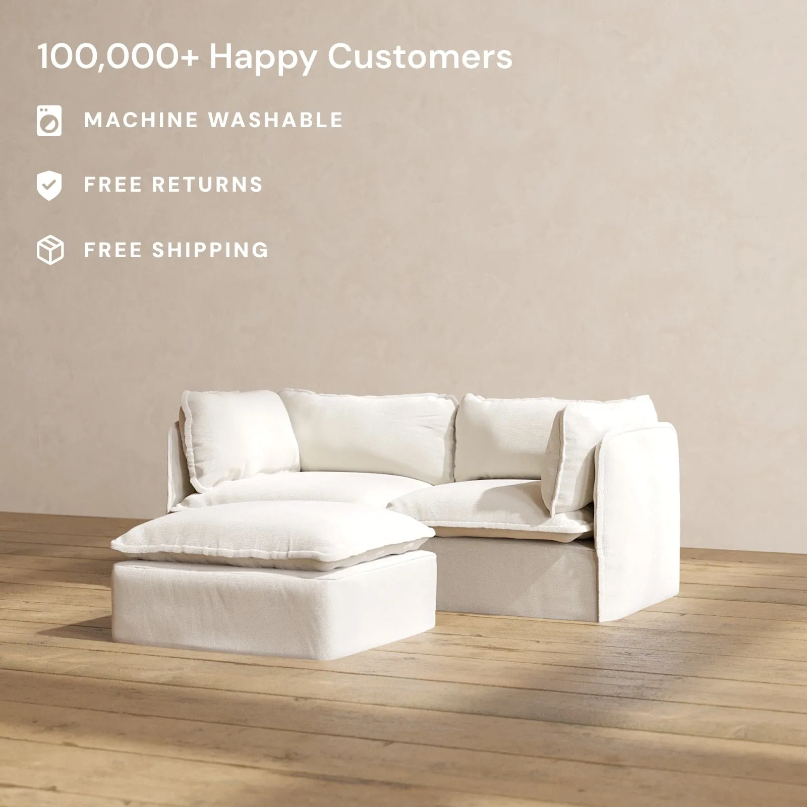 Slipcover Only - Modular Performance 2-Seater   Ottoman | Blended Weave in Flour