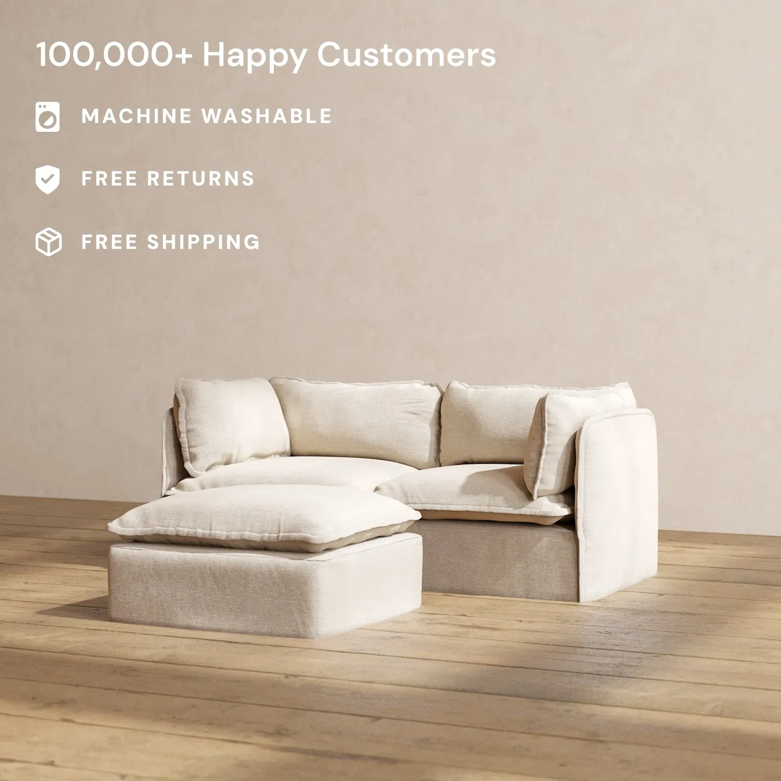 Slipcover Only - Modular Performance 2-Seater   Ottoman | Blended Weave in Oat