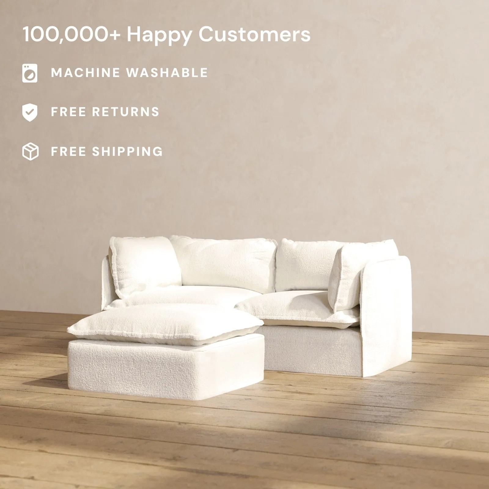 Slipcover Only - Modular Performance 2-Seater   Ottoman | Knit Boucle in Mousse