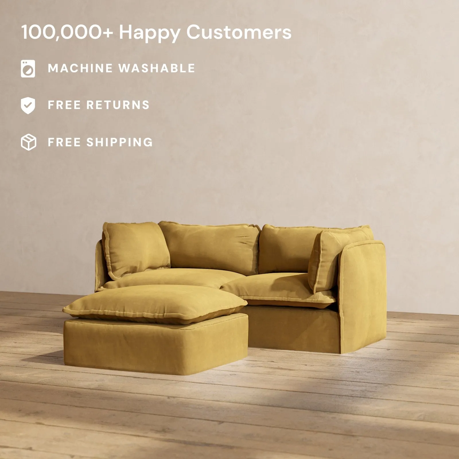 Slipcover Only - Modular Performance 2-Seater   Ottoman | Luxury Velvet in Toffee