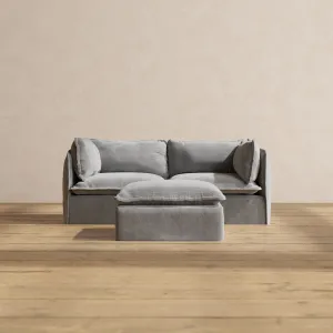 Slipcover Only - Modular Performance 2-Seater   Ottoman | Plush Weave in Ash
