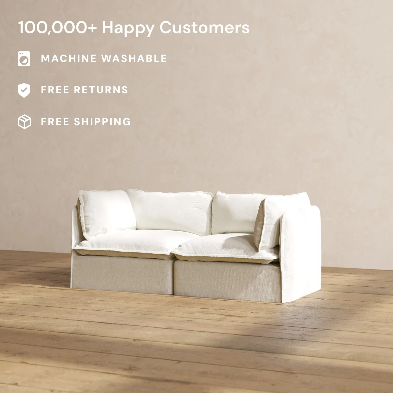 Slipcover Only - Modular Performance 2-Seater | Plush Weave in Eggshell