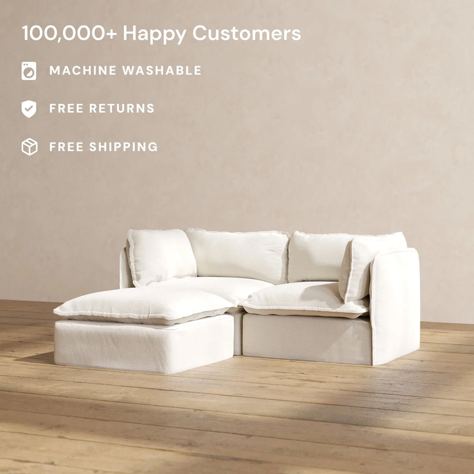 Slipcover Only - Modular Performance 2-Seater Sectional | Blended Weave in Flour